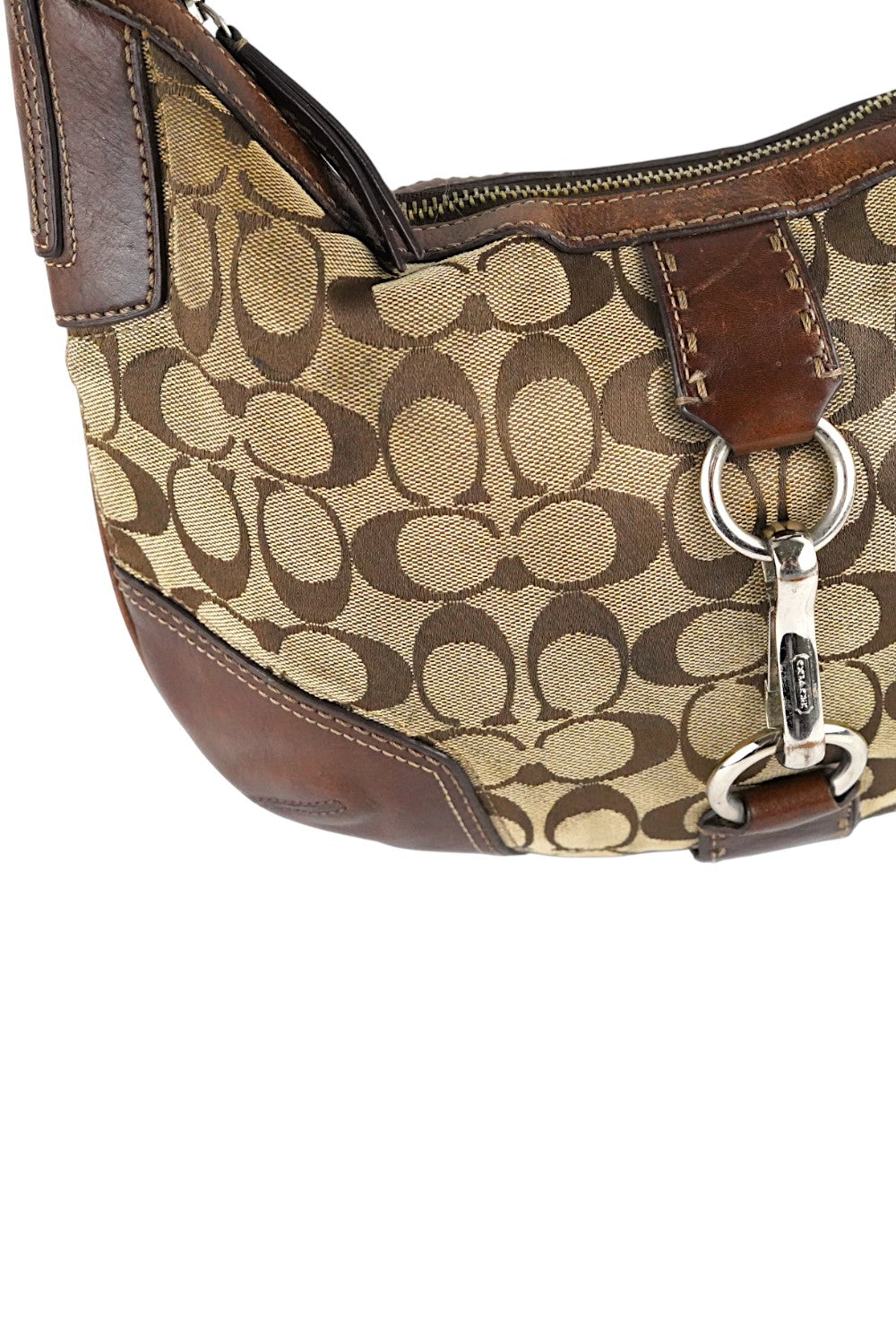 Coach Brown Signature Hamptons Canvas & Leather Hobo Shoulder Bag
