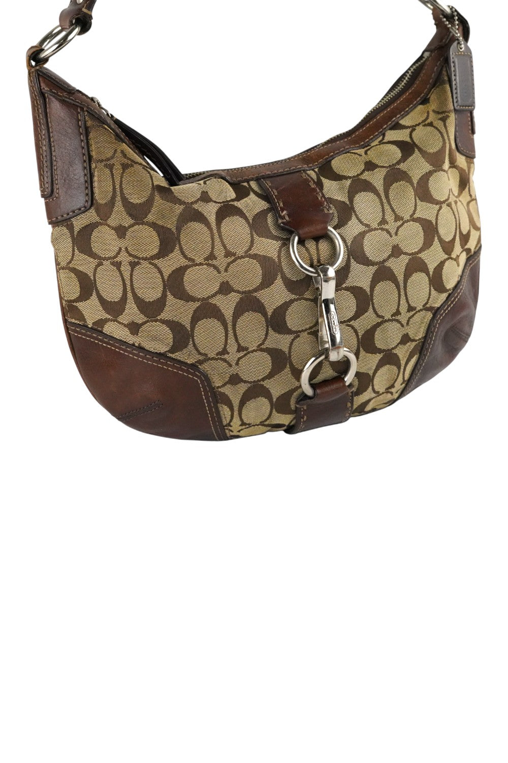 Coach Brown Signature Hamptons Canvas & Leather Hobo Shoulder Bag