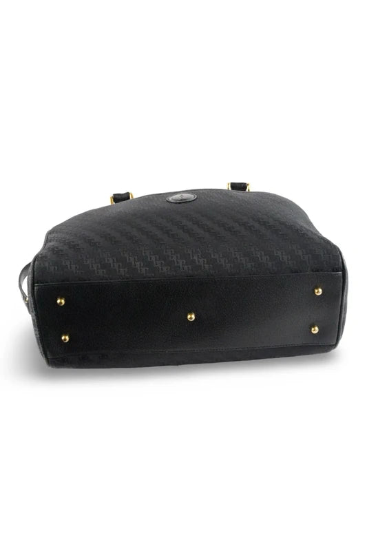 Gucci Black Rare Vintage Signature Canvas & Leather Bowling Shoulder Bag