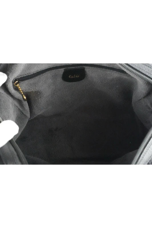 Gucci Black Rare Vintage Signature Canvas & Leather Bowling Shoulder Bag
