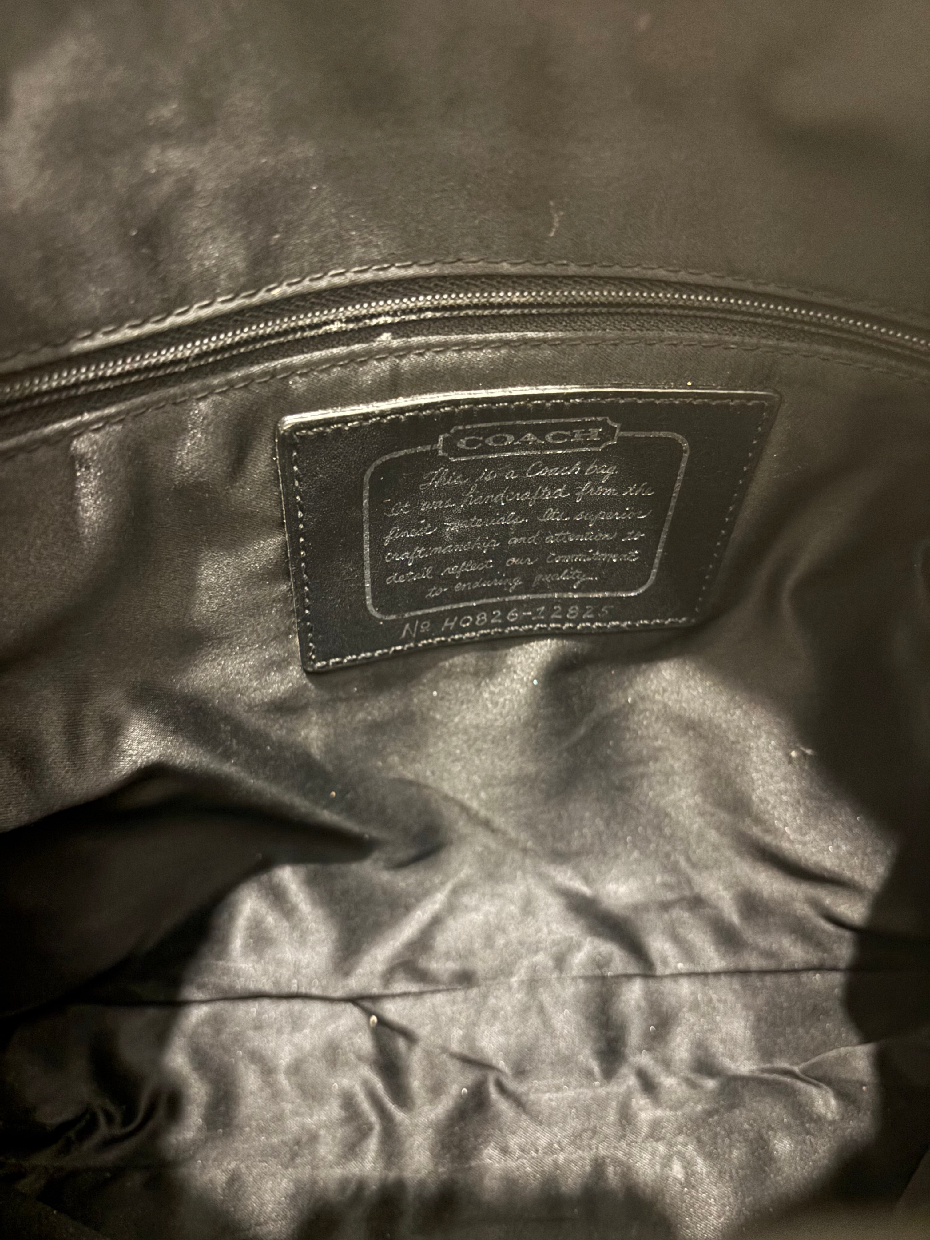 Coach Black / Grey Canvas & Leather Signature Monogram Vintage Shoulder Bag