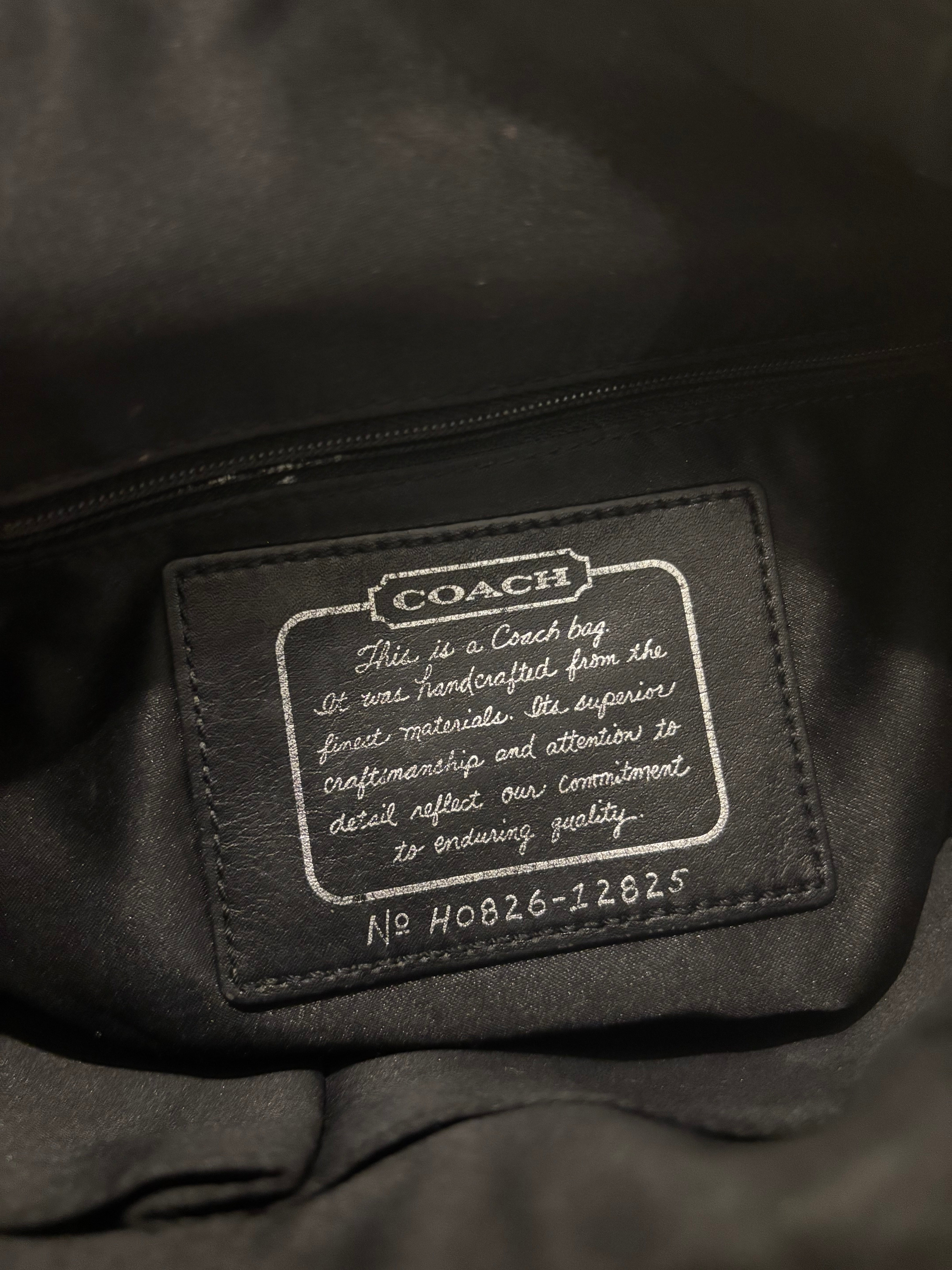 Coach Black / Grey Canvas & Leather Signature Monogram Vintage Shoulder Bag