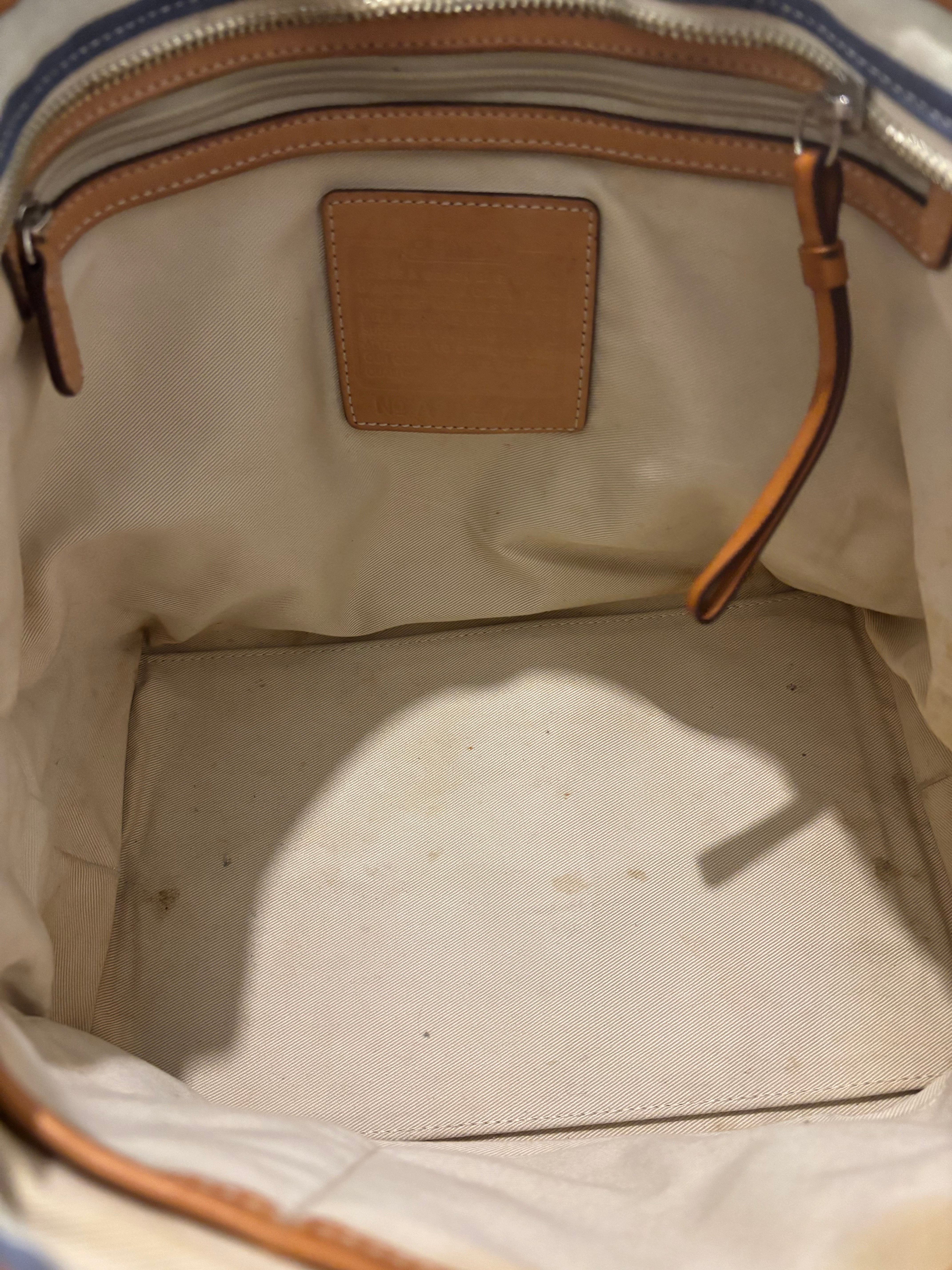 Coach Vintage Hampton Satin & Leather Multicolour Striped Tote Shoulder Bag