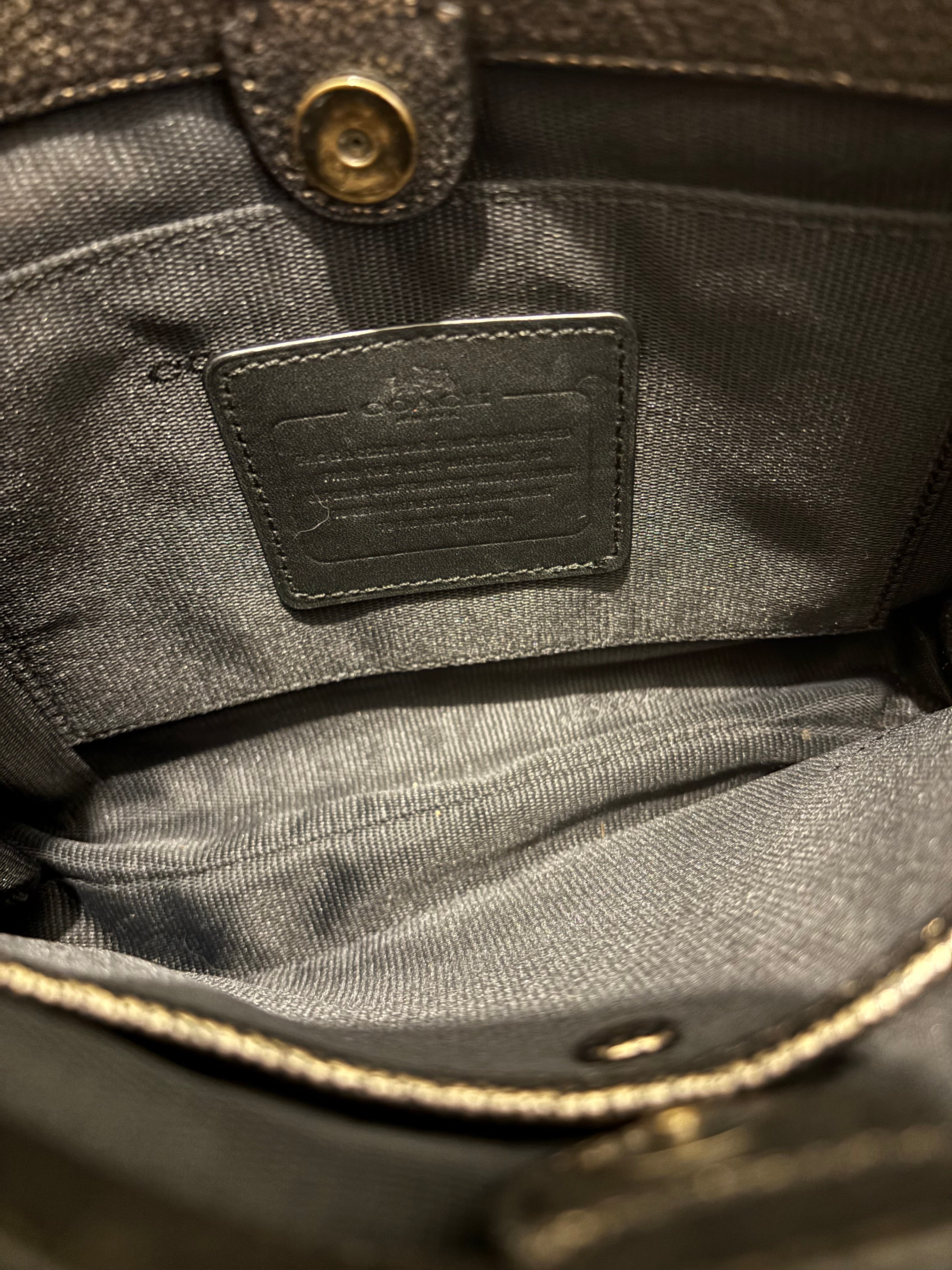 Coach Borough Mini Leather Turn lock Black & Gold Metallic Chain Shoulder Bag