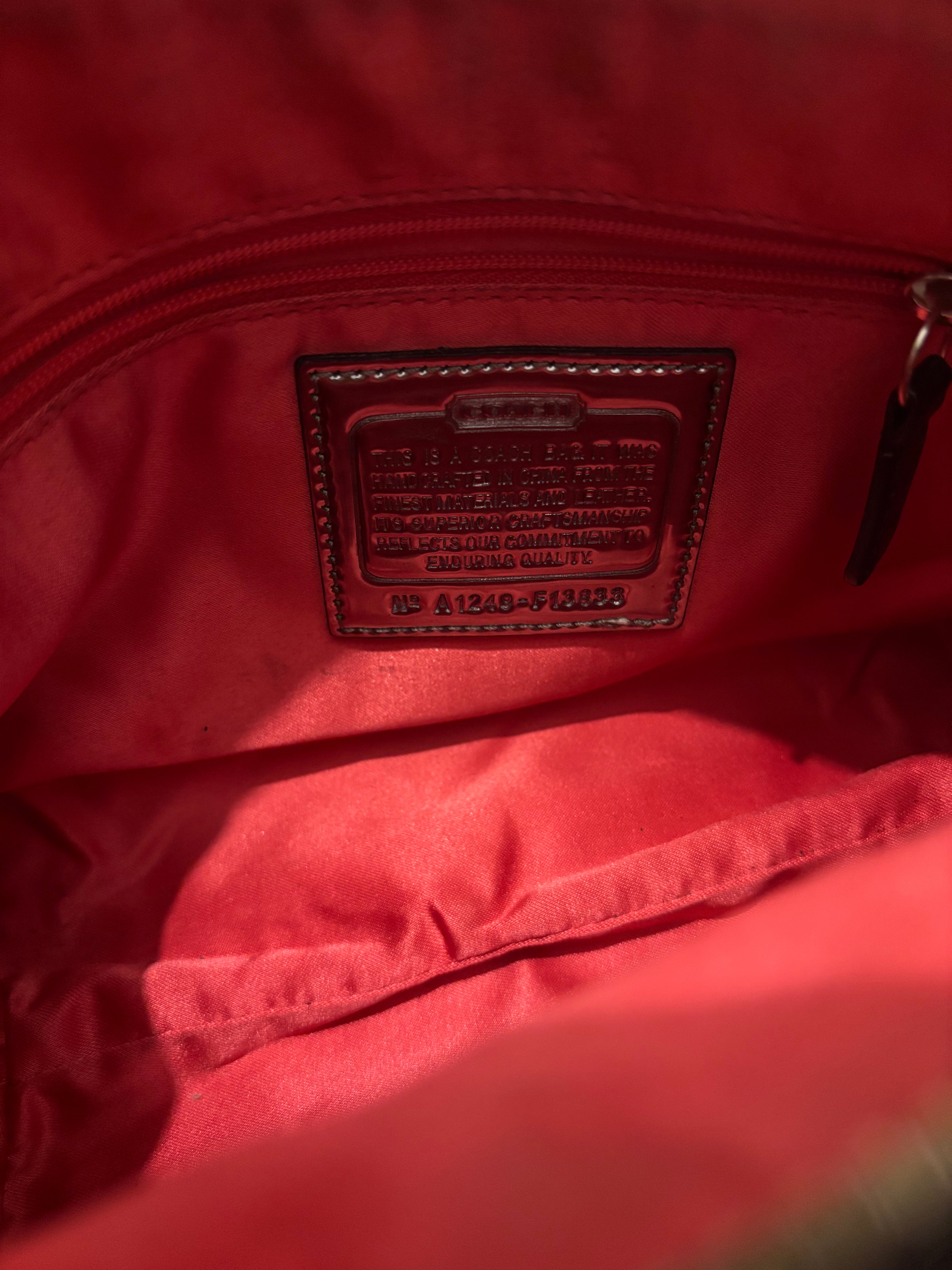 Coach Poppy Black & Grey Signature Canvas and Leather Y2K Hobo Shoulder Bag