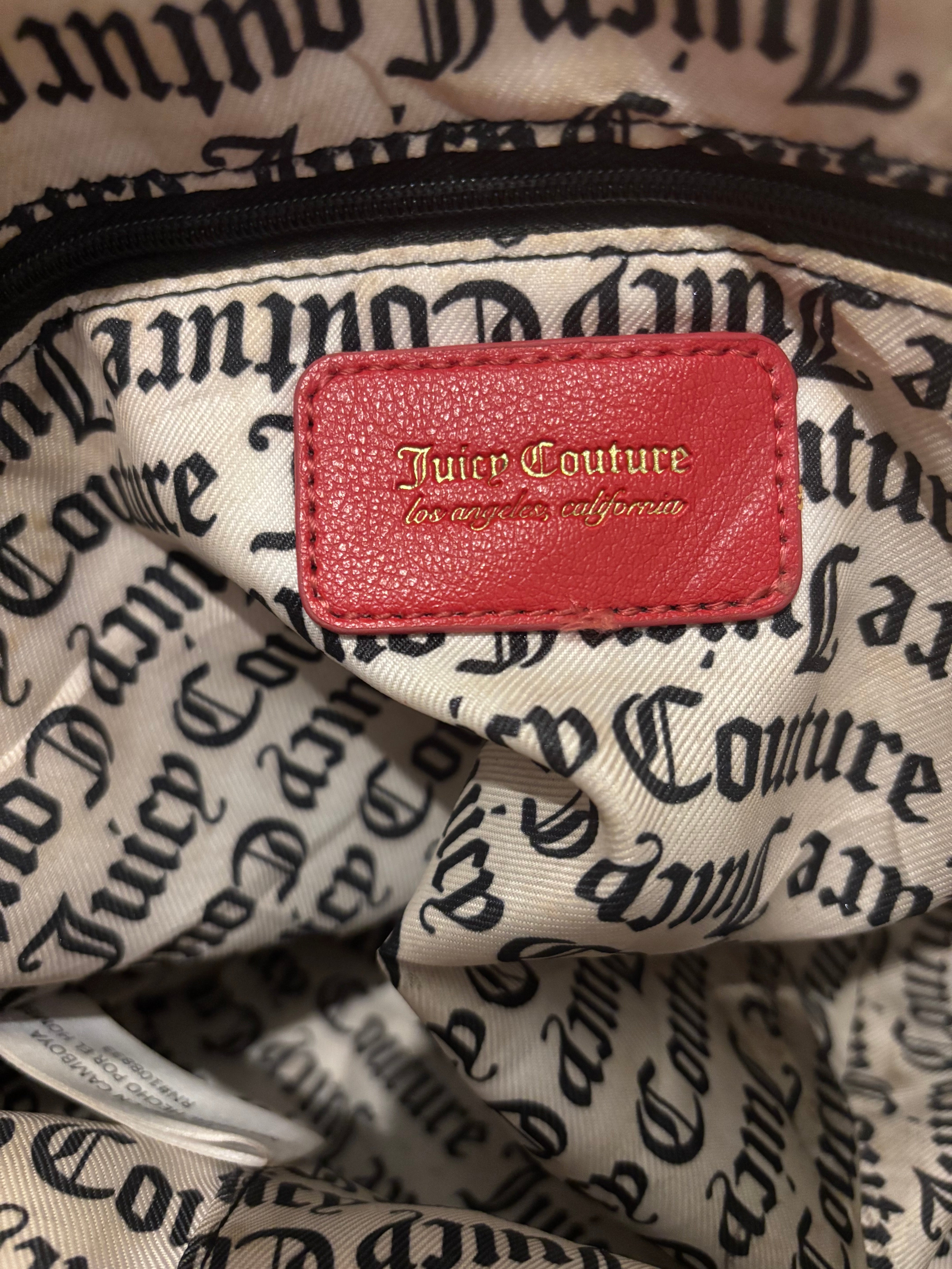 Juicy Couture Red Vintage Signature Leather & Gold Hardware Studded Shoulder Bag