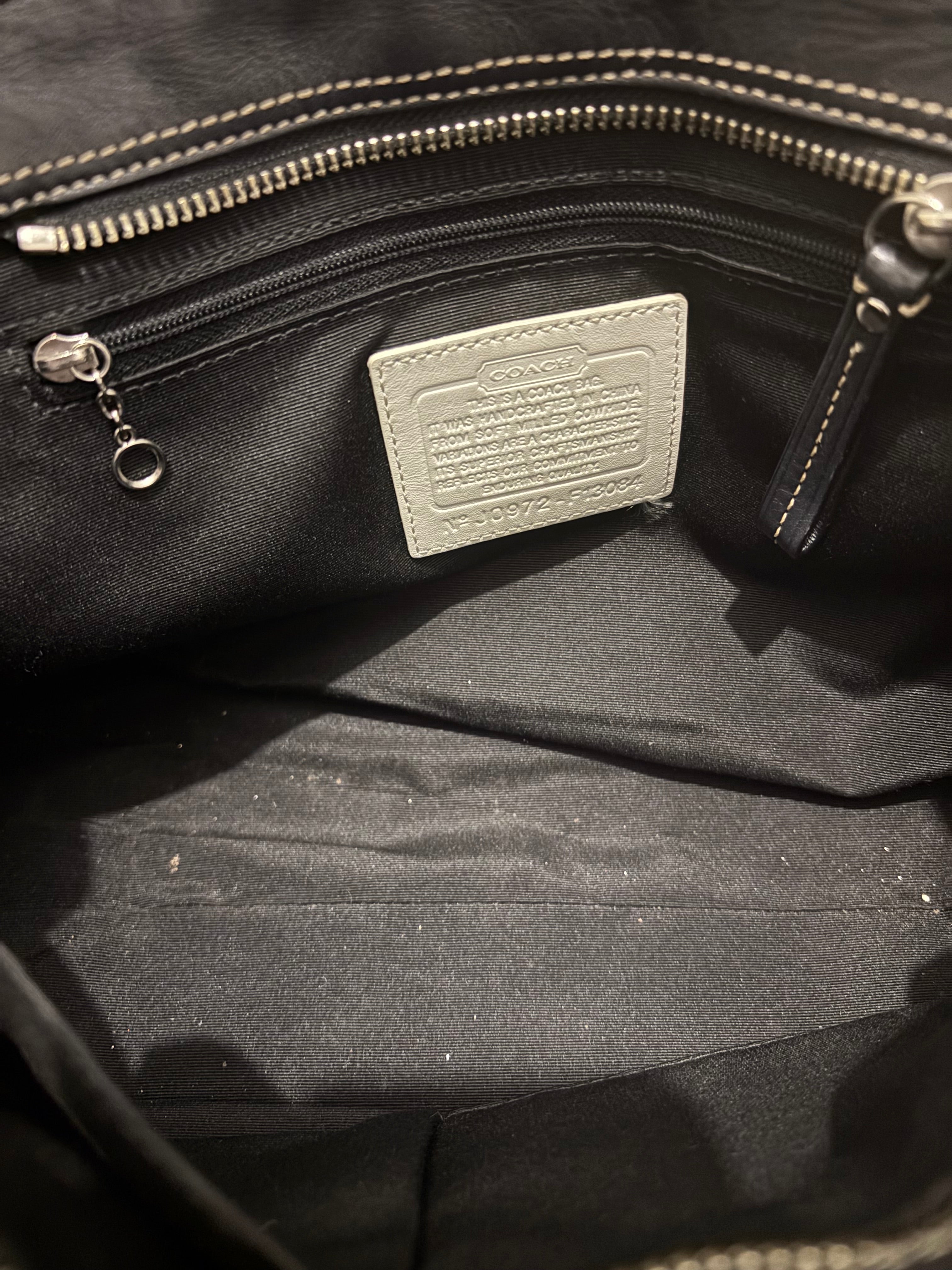 Coach Soft Pebbled Leather White & Black Braided Hampton Shoulder Bag