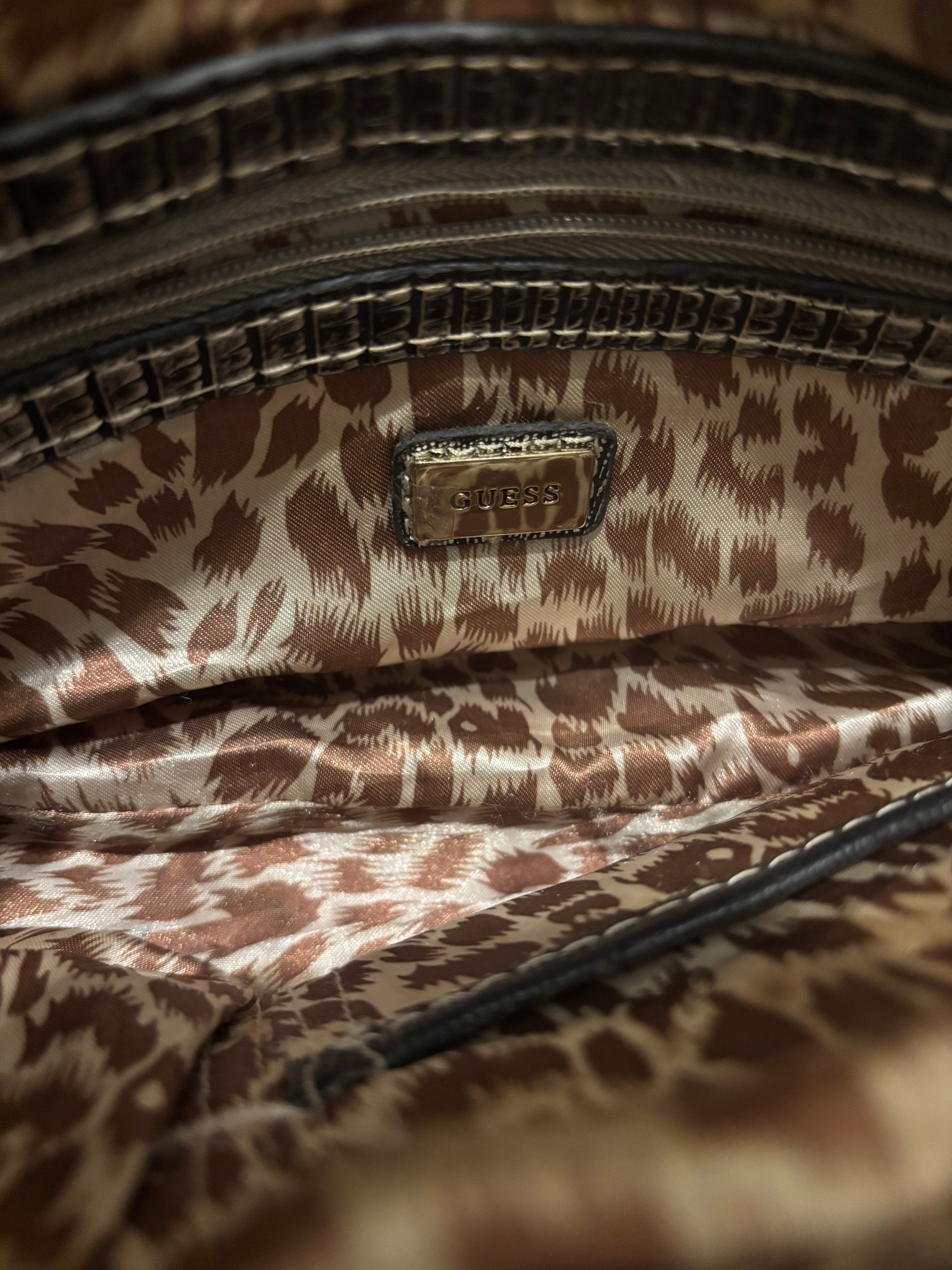 Guess Authentic Vintage Denim / Jeans Grey  Silver Metallic Crystal Canvas Shoulder Bag