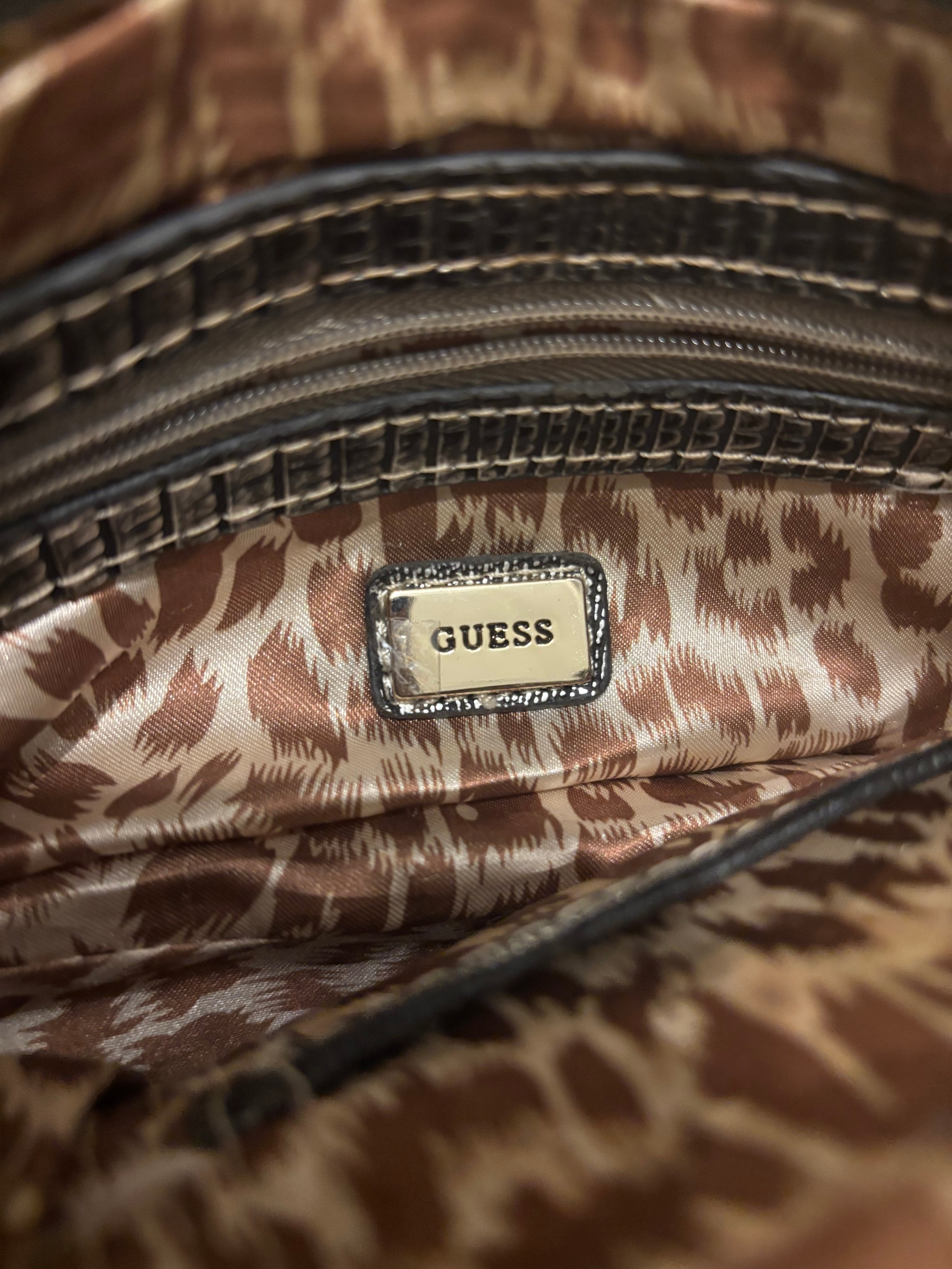 Guess Authentic Vintage Denim / Jeans Grey  Silver Metallic Crystal Canvas Shoulder Bag