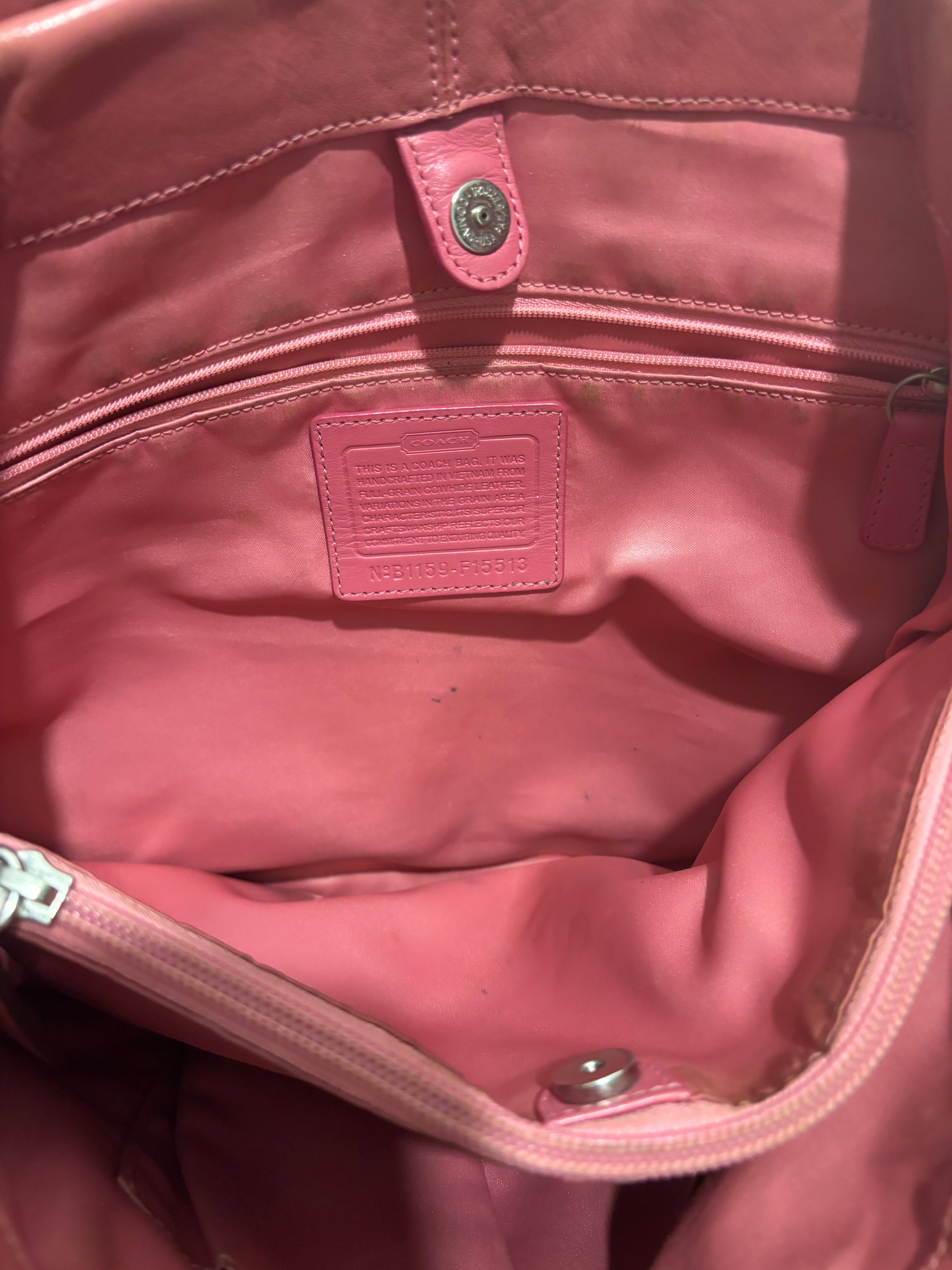 Coach Ashley Pleated Pink Soft Leather Satchel Carryall Tote Shoulder Bag