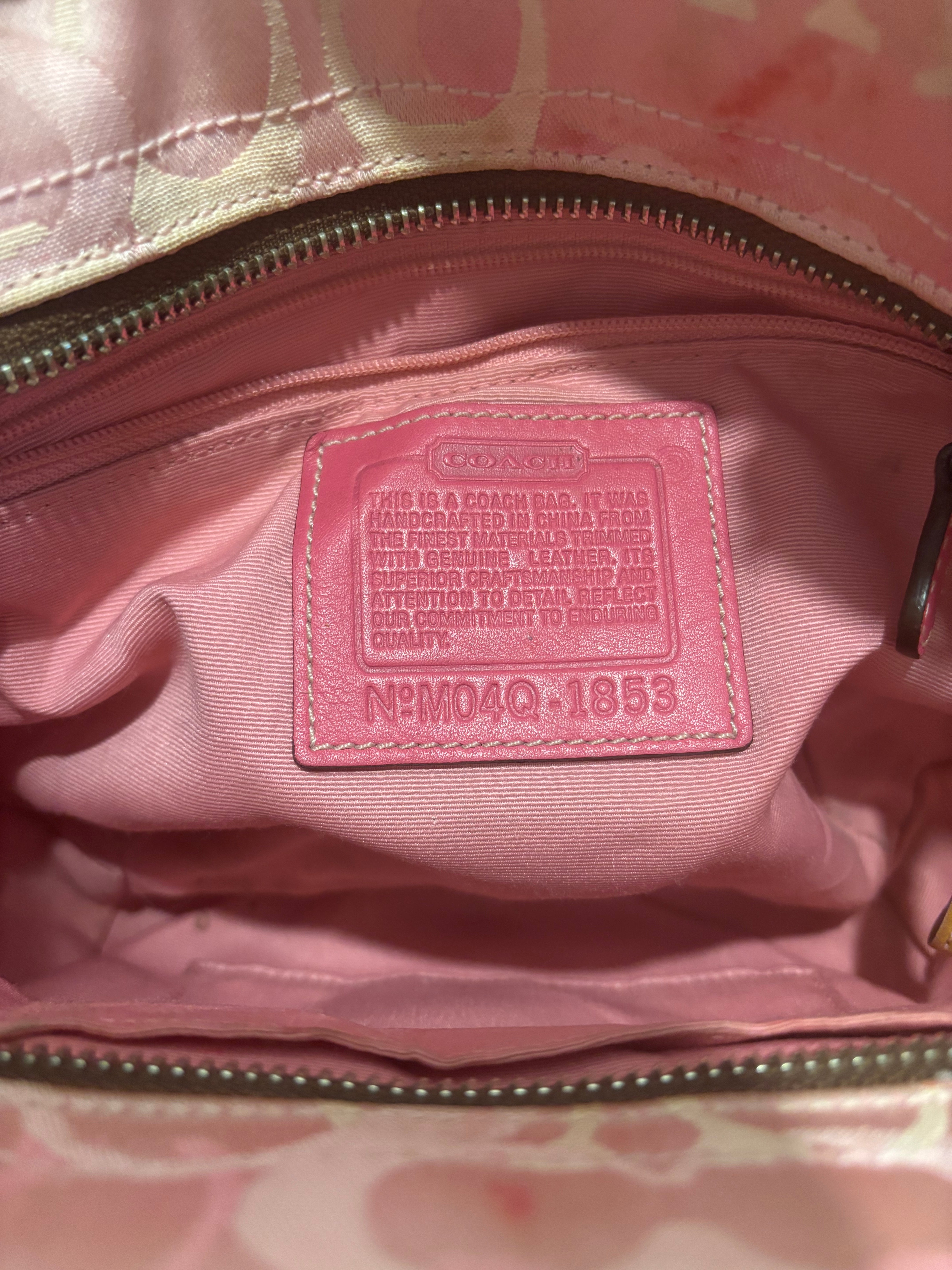 Coach Rare Vintage Brown Tan & Pink Soho Signature Tote Shoulder Bag