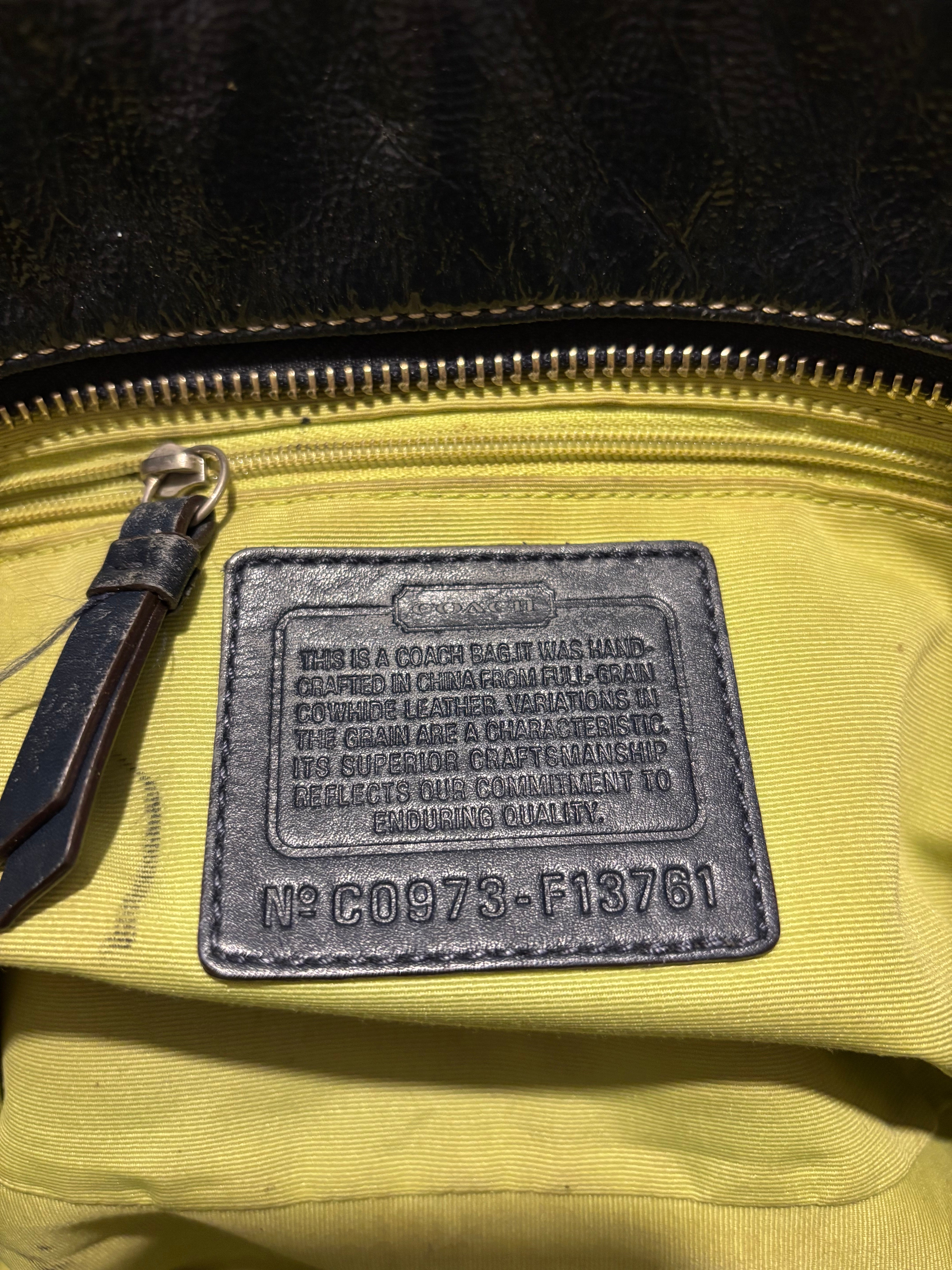 Coach Dark Navy Midnight Legacy Pleated Gallery Patent Leather Tote Shoulder Bag