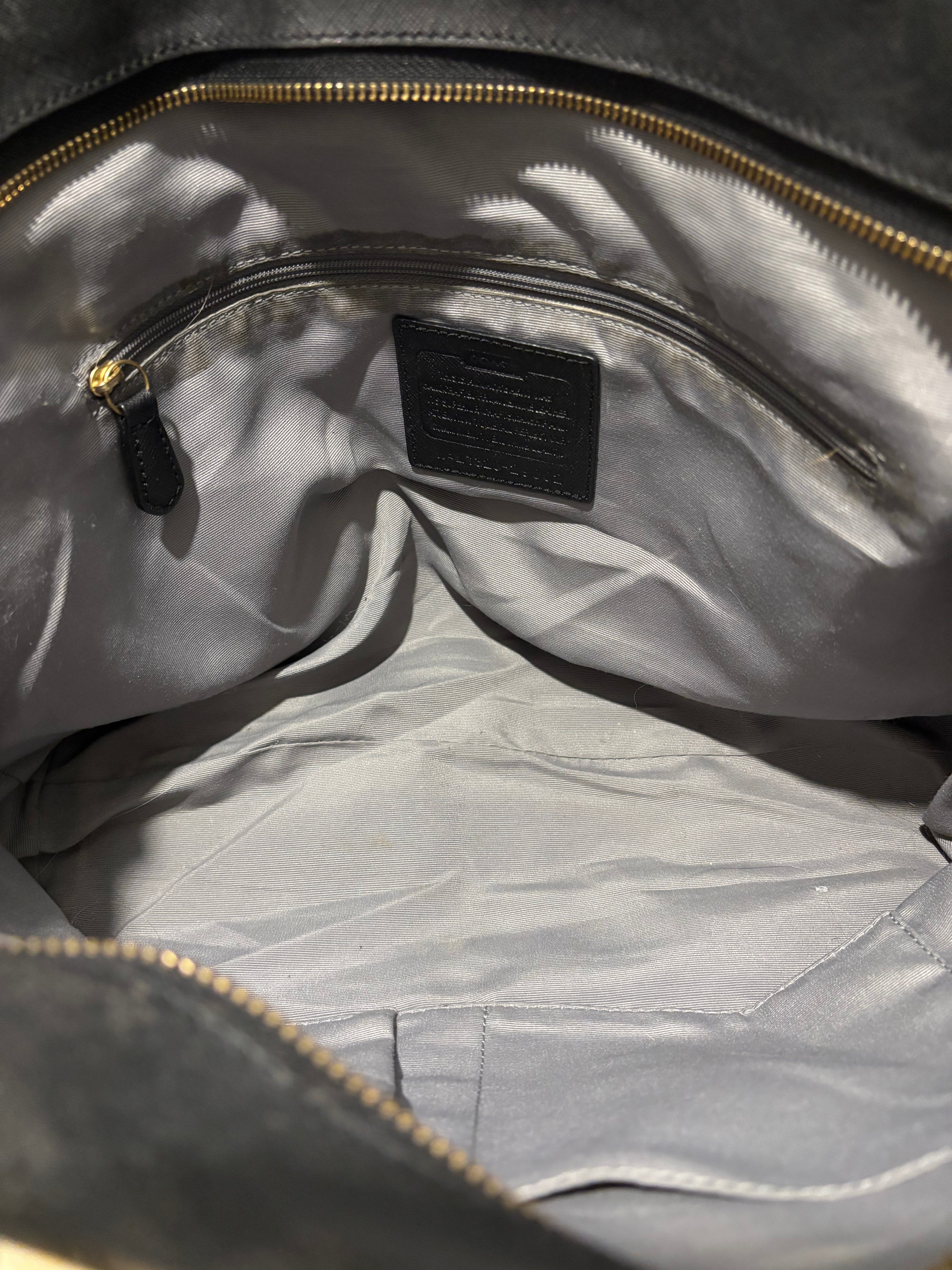 Coach Black Madison Saffiano East / West Pebbled Leather Tote Shoulder Bag