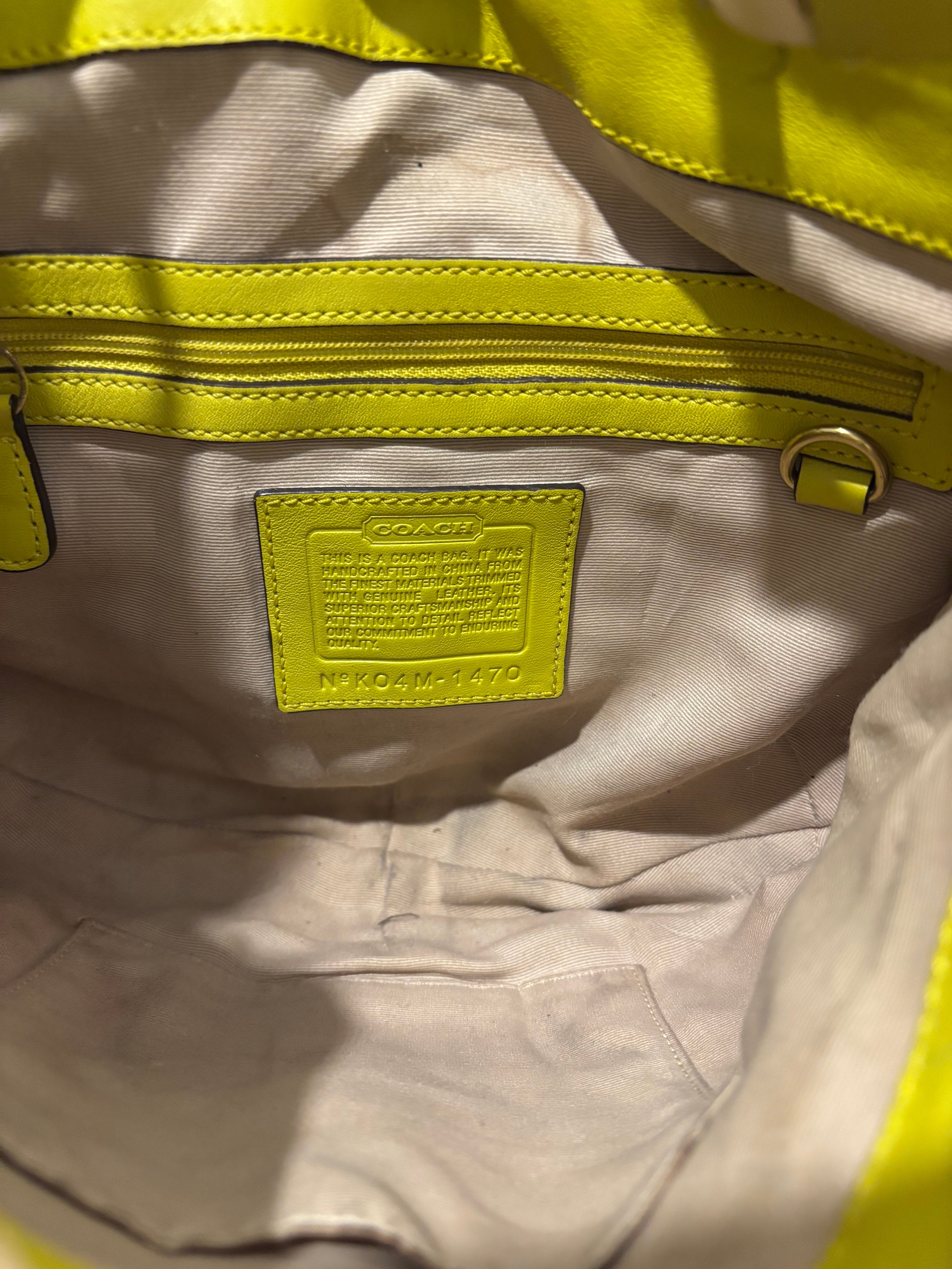 Coach Brown & Lime Green RARE Limited Edition Canvas & Suede Shoulder Bag