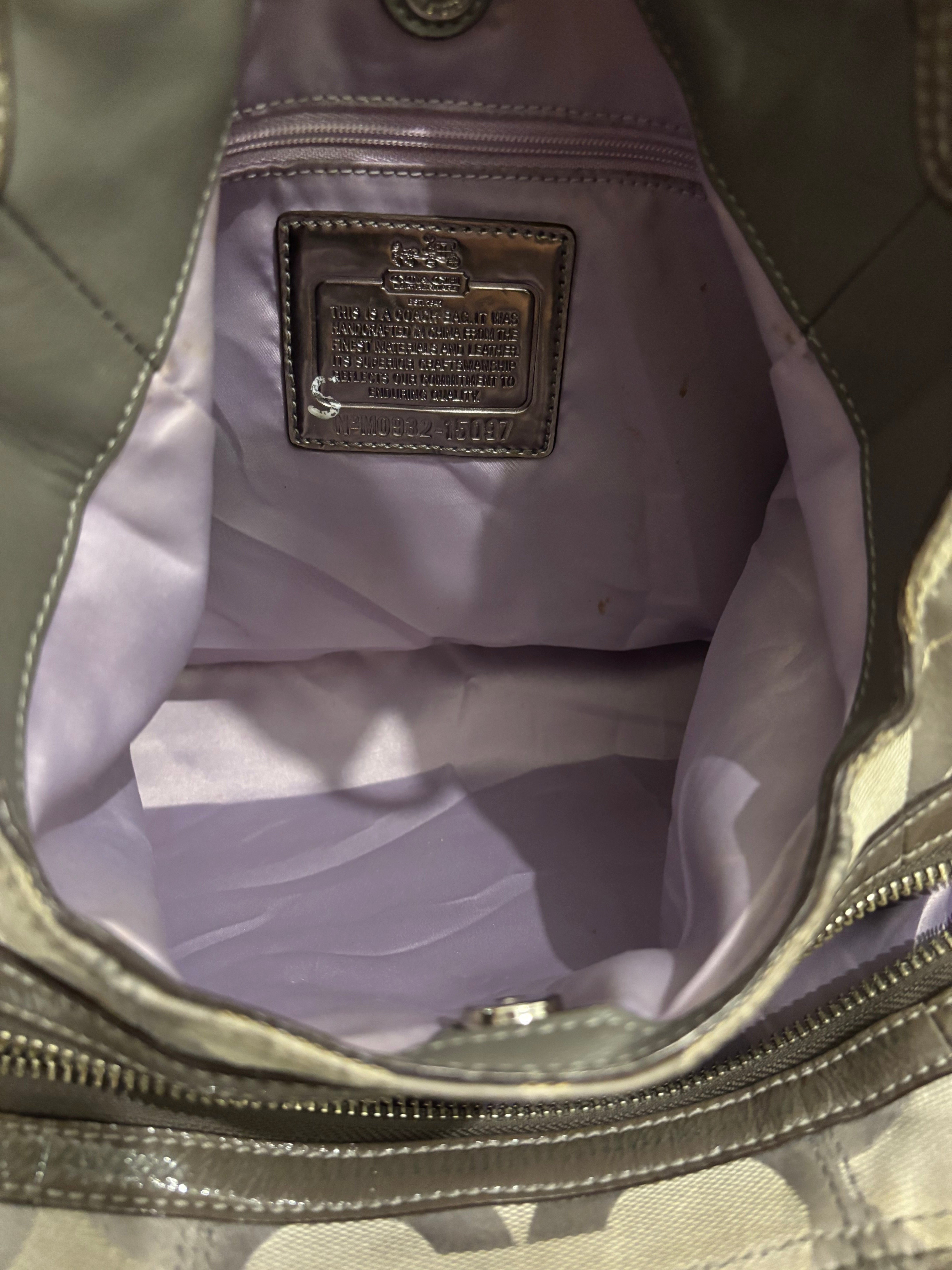 Coach Silver Grey Madison Sophia OP Canvas Satin & Leather Shoulder Bag
