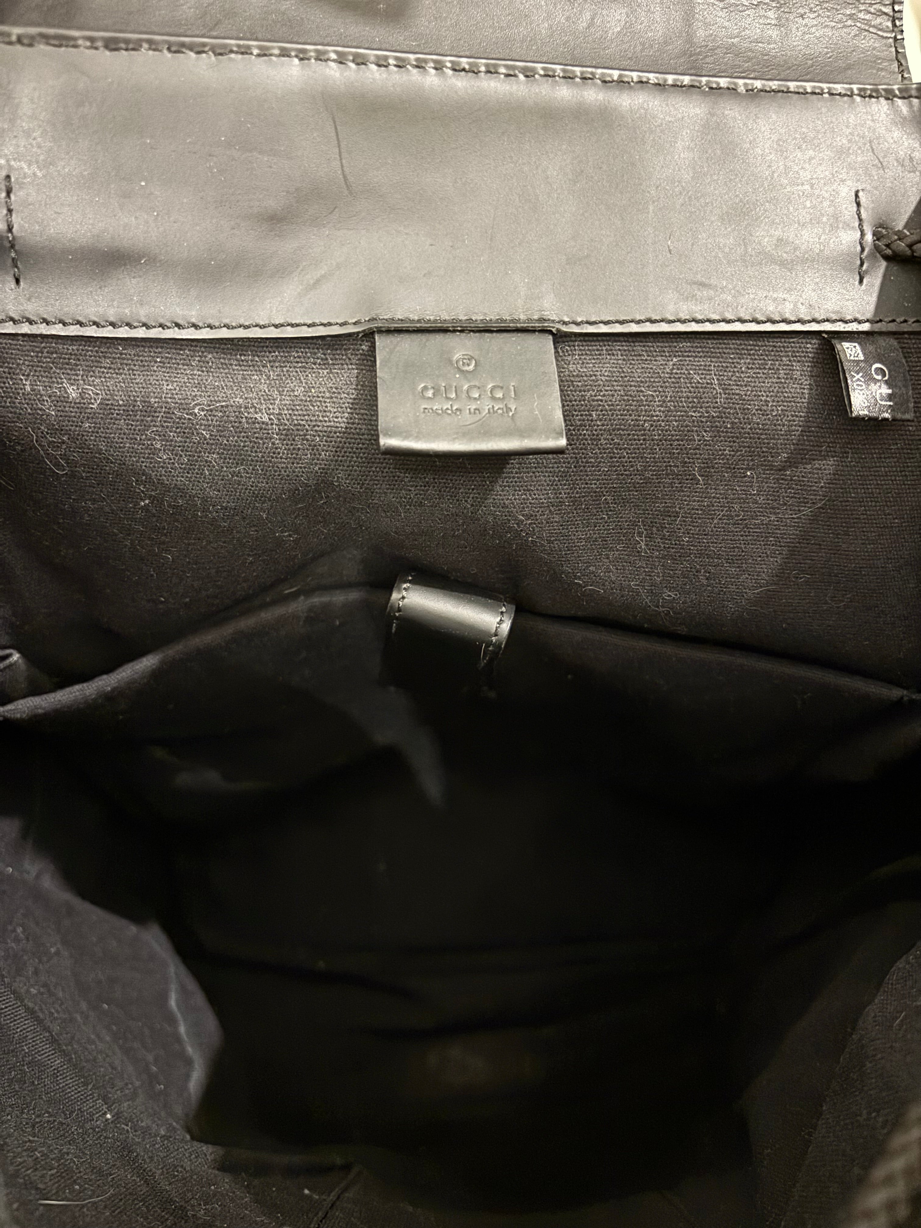 Gucci Black Signature GG Supreme Canvas & Leather Large Backpack