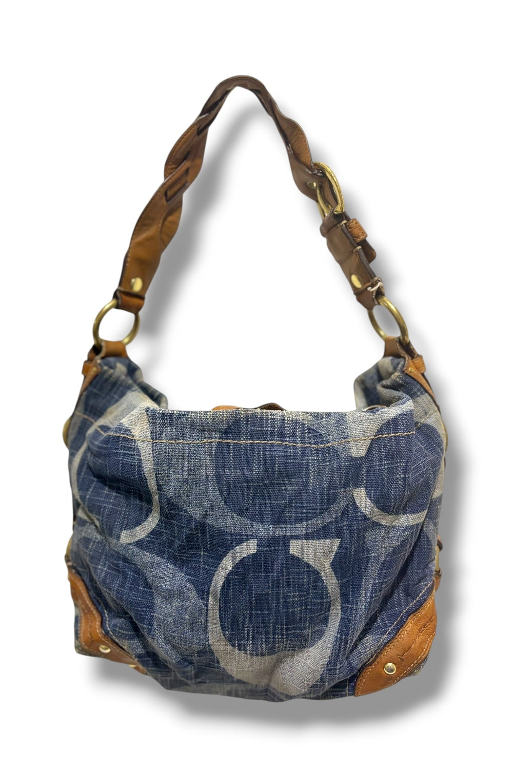Coach Blue Denim Vintage Y2K Carly Signature Hobo / Shoulder Bag