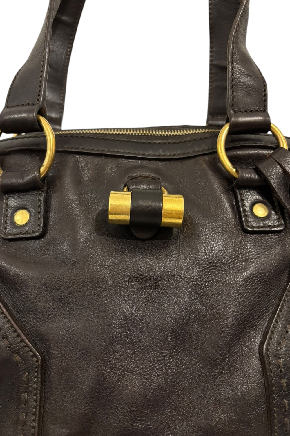 Yves Saint Laurent Muse Dark Brown Leather Shoulder Bag YSL