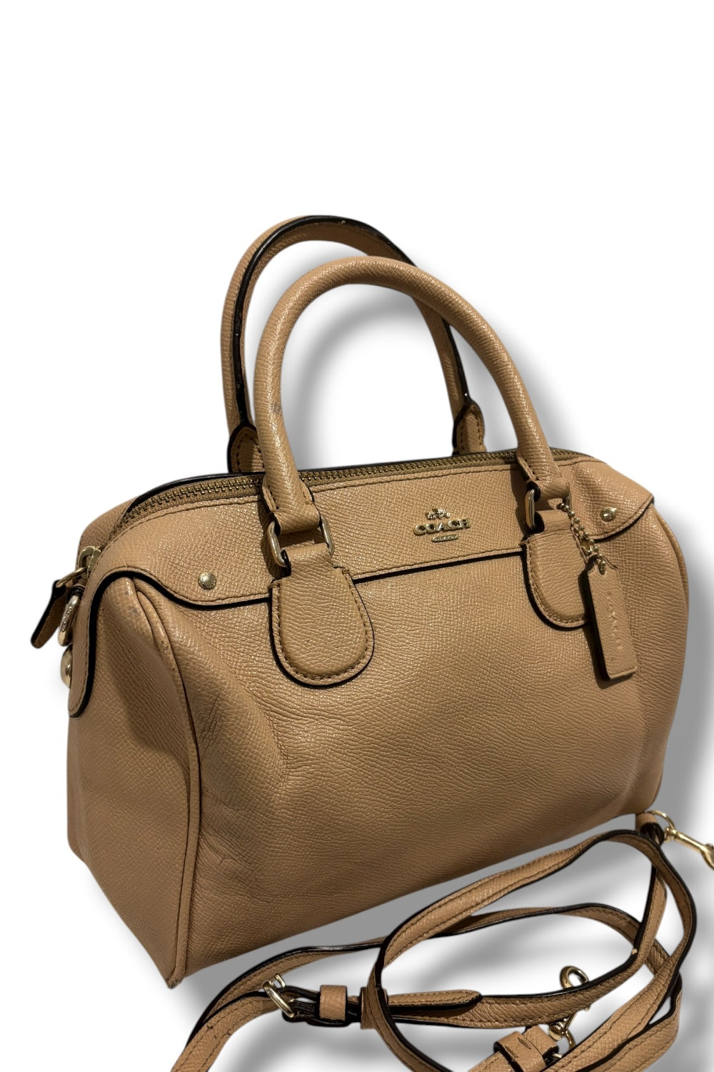 Coach Leather Brown / Beige Pebbled Leather Mini Bennett Satchel Shoulder Bag