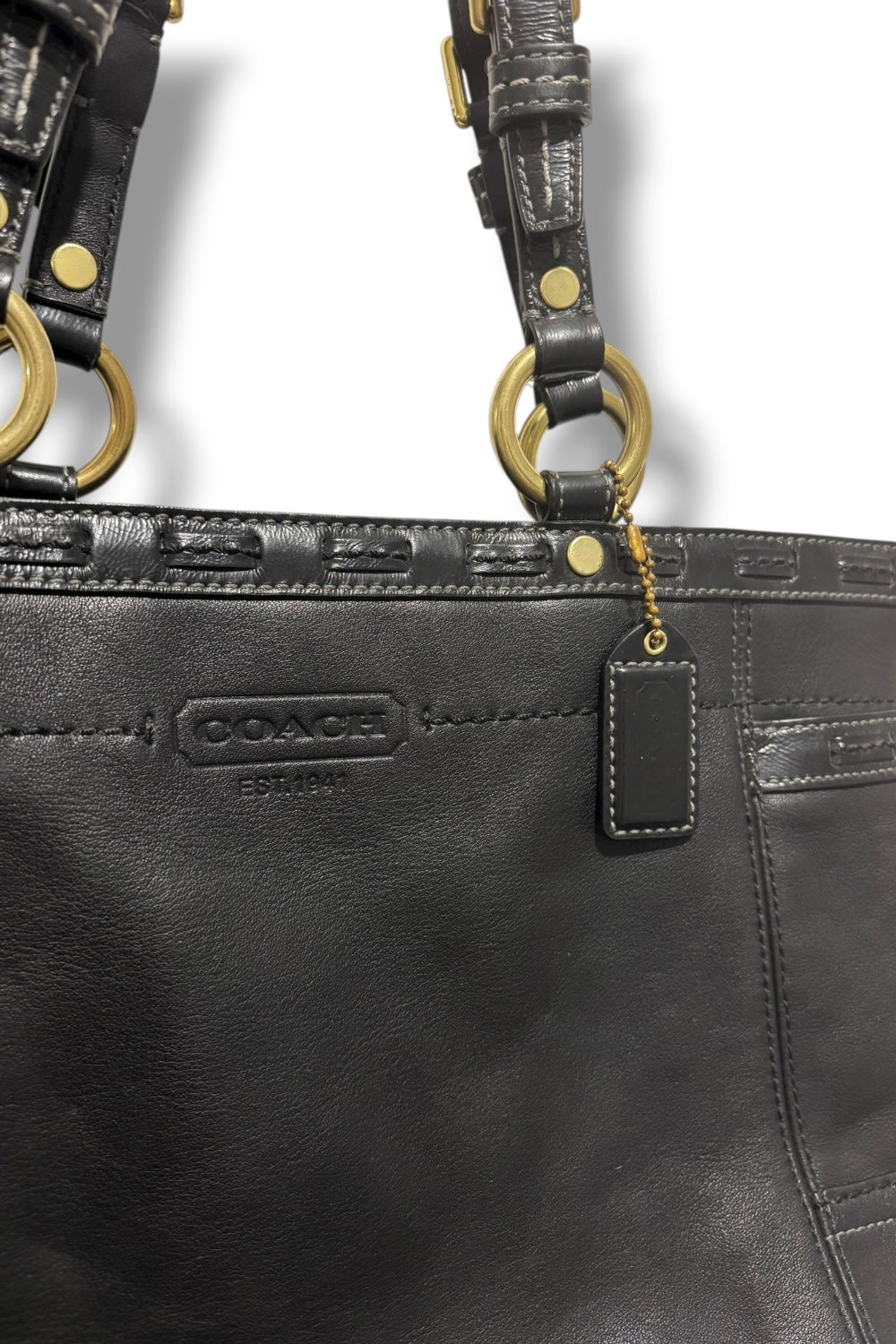 Coach Authentic Black Leather Legacy XL Gallery  Turn-lock Tote Shoulder Bag