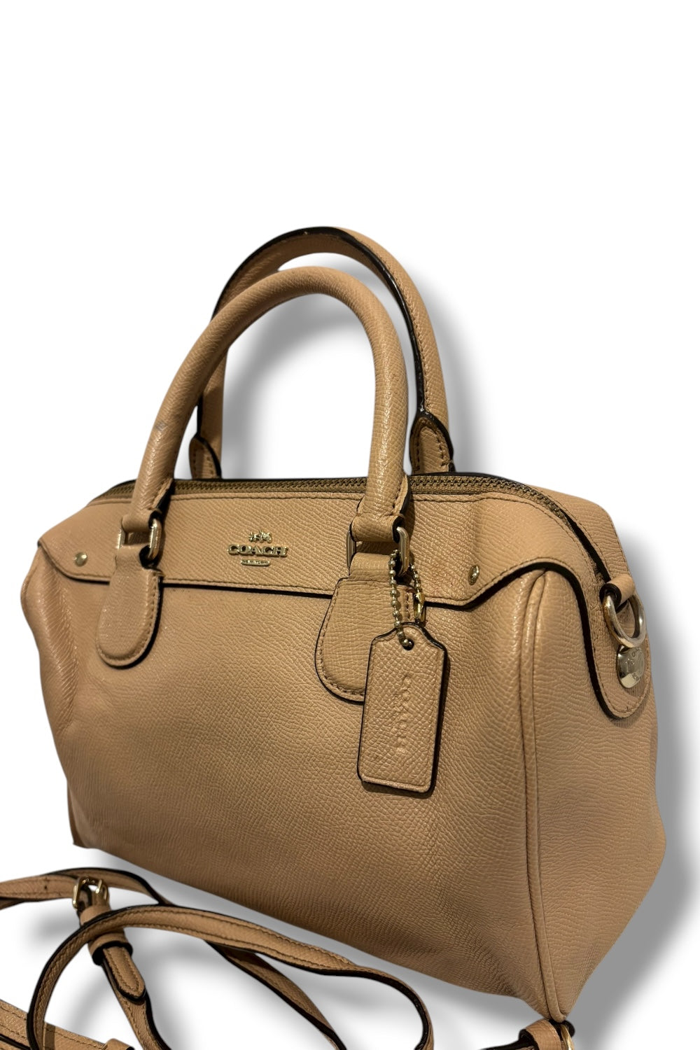 Coach Leather Brown / Beige Pebbled Leather Mini Bennett Satchel Shoulder Bag