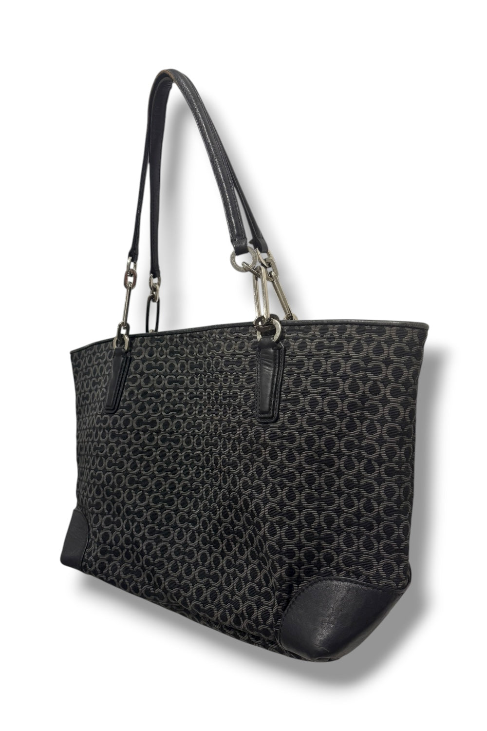 Coach Black & Grey Madison Monogram Canvas & Leather Vintage Shoulder Bag