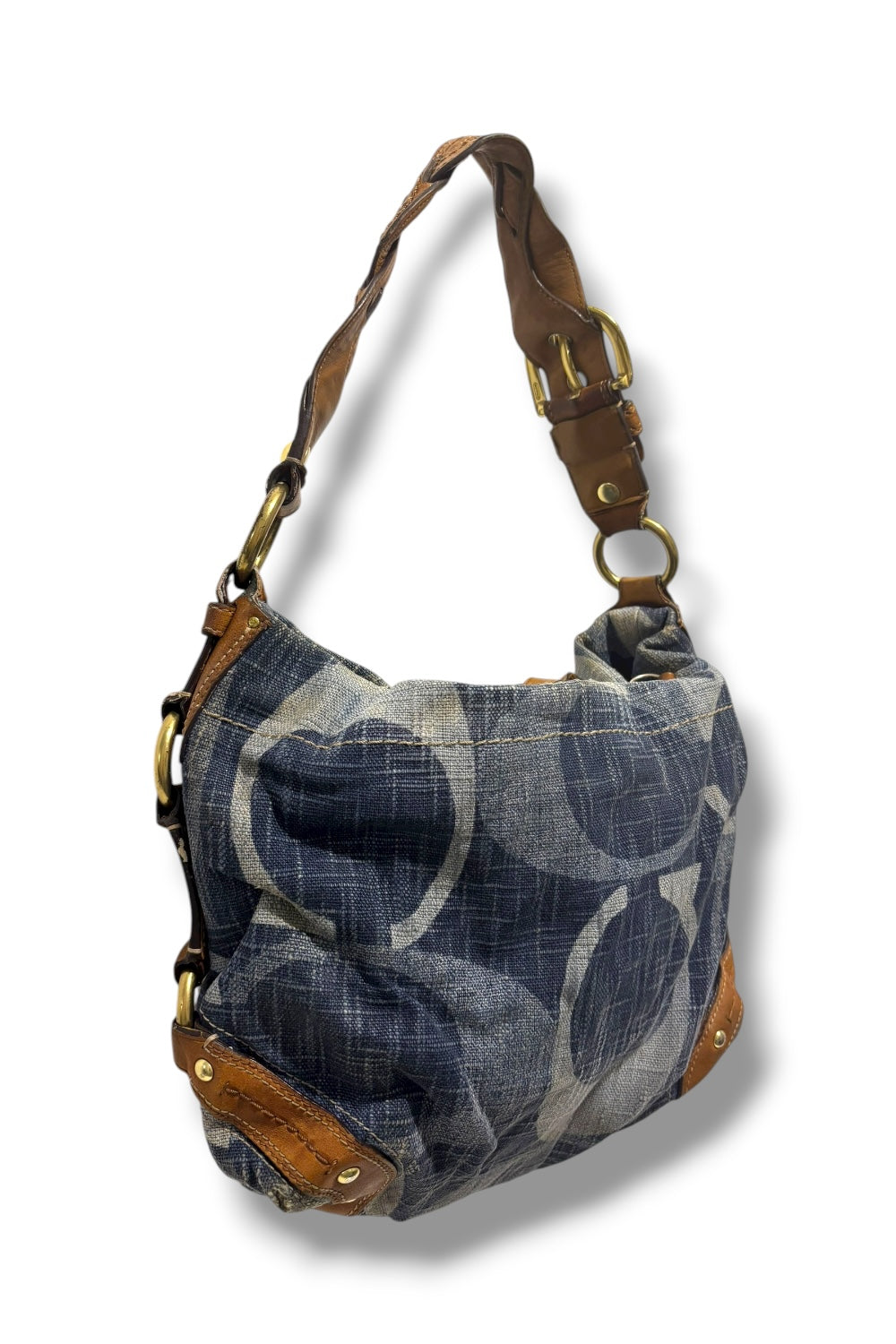 Coach Blue Denim Vintage Y2K Carly Signature Hobo / Shoulder Bag