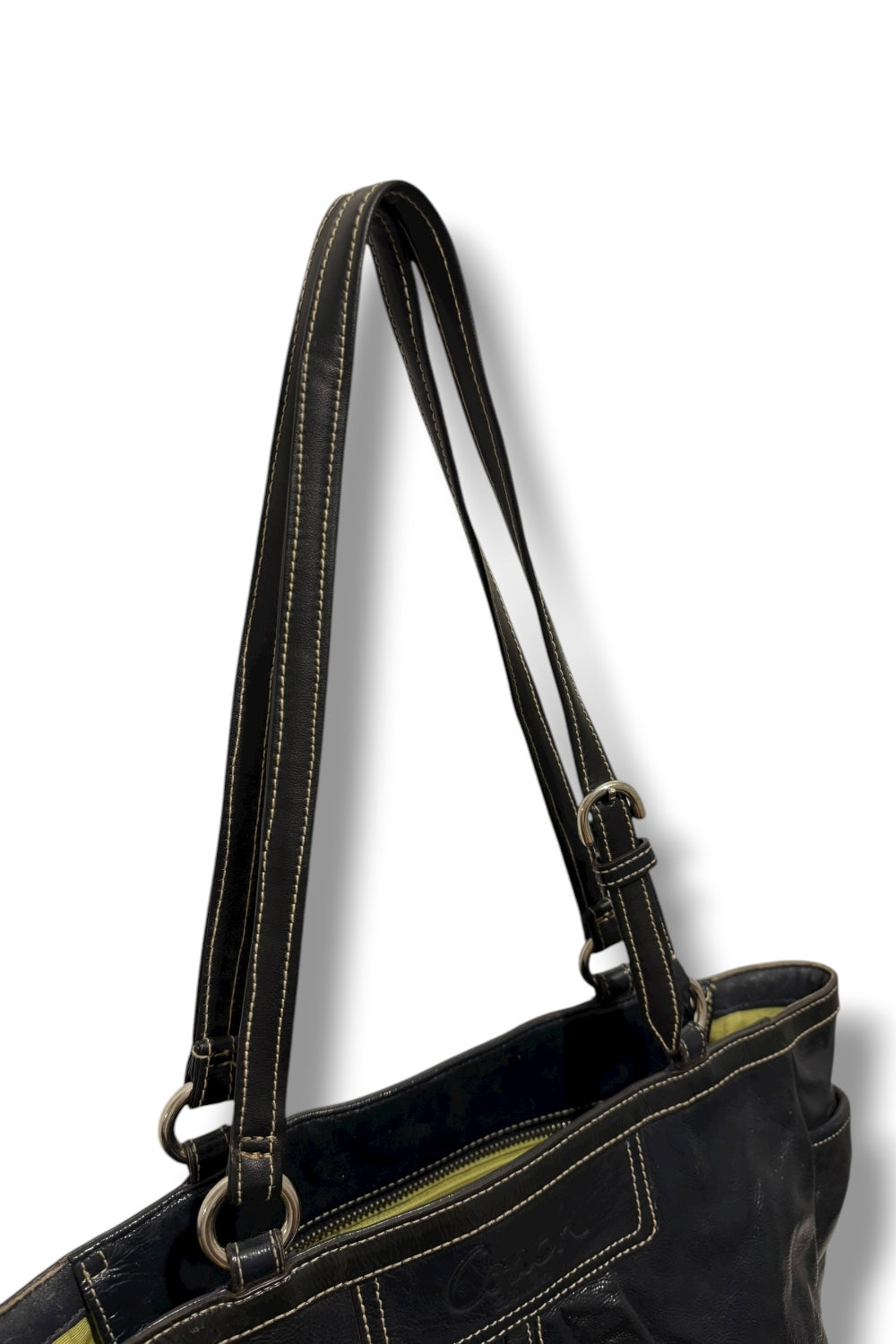 Coach Dark Navy Midnight Legacy Pleated Gallery Patent Leather Tote Shoulder Bag