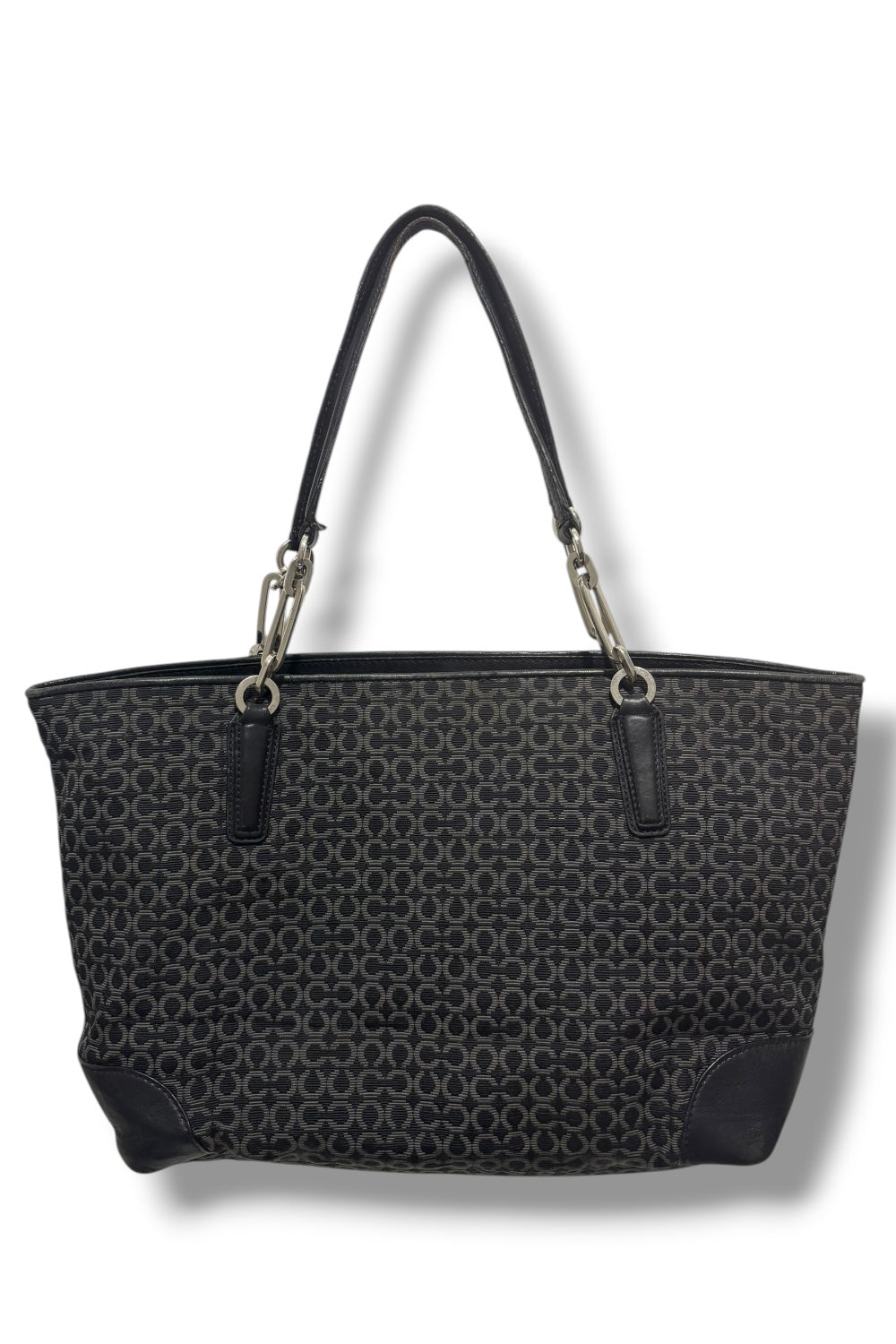 Coach Black & Grey Madison Monogram Canvas & Leather Vintage Shoulder Bag