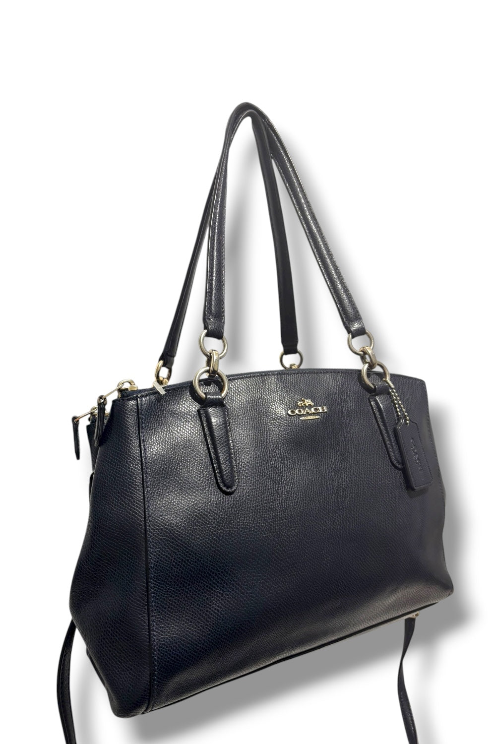 Coach 'Midnight' / Dark Mollie Navy Leather Carryall Vintage Tote Shoulder Bag