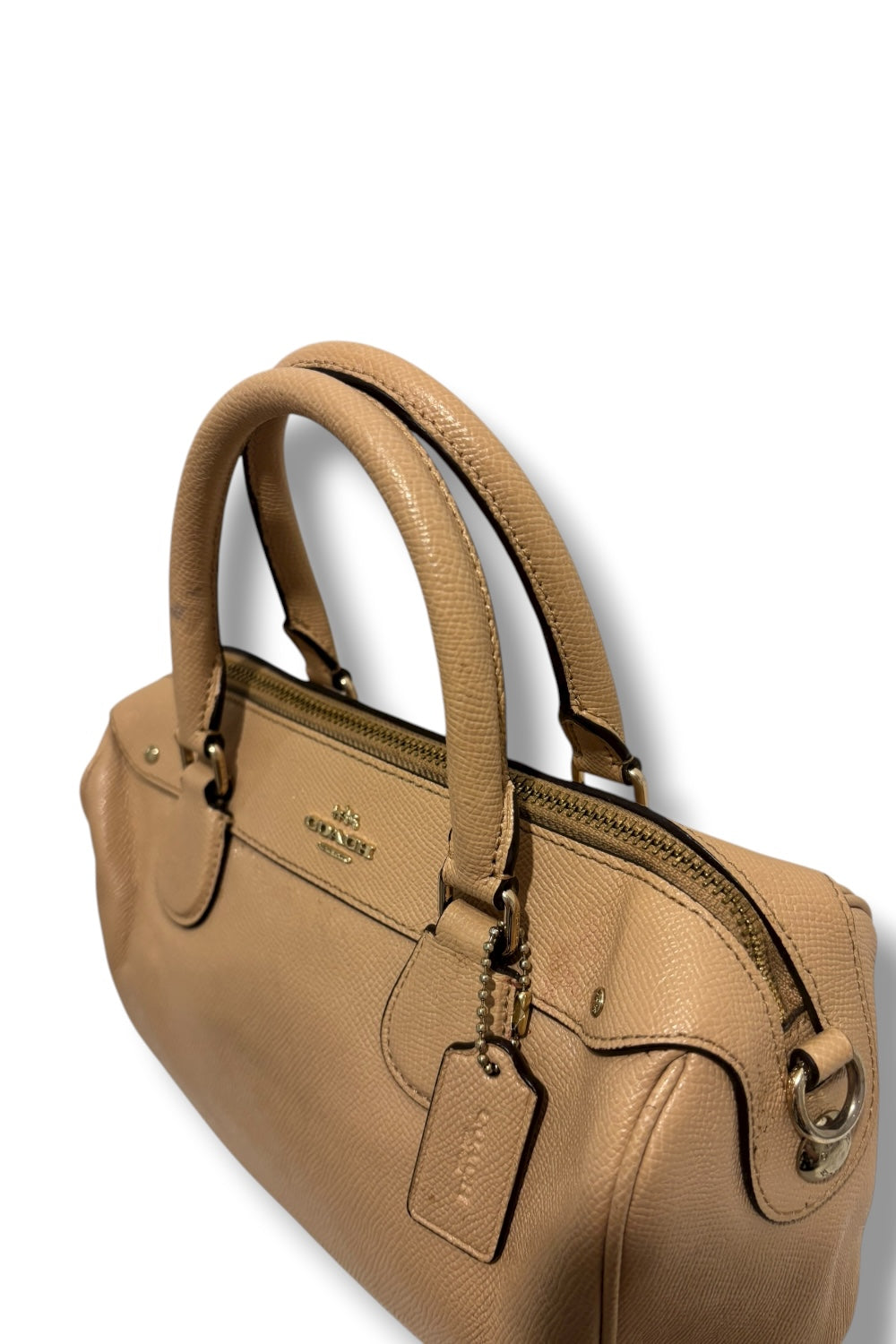 Coach Leather Brown / Beige Pebbled Leather Mini Bennett Satchel Shoulder Bag