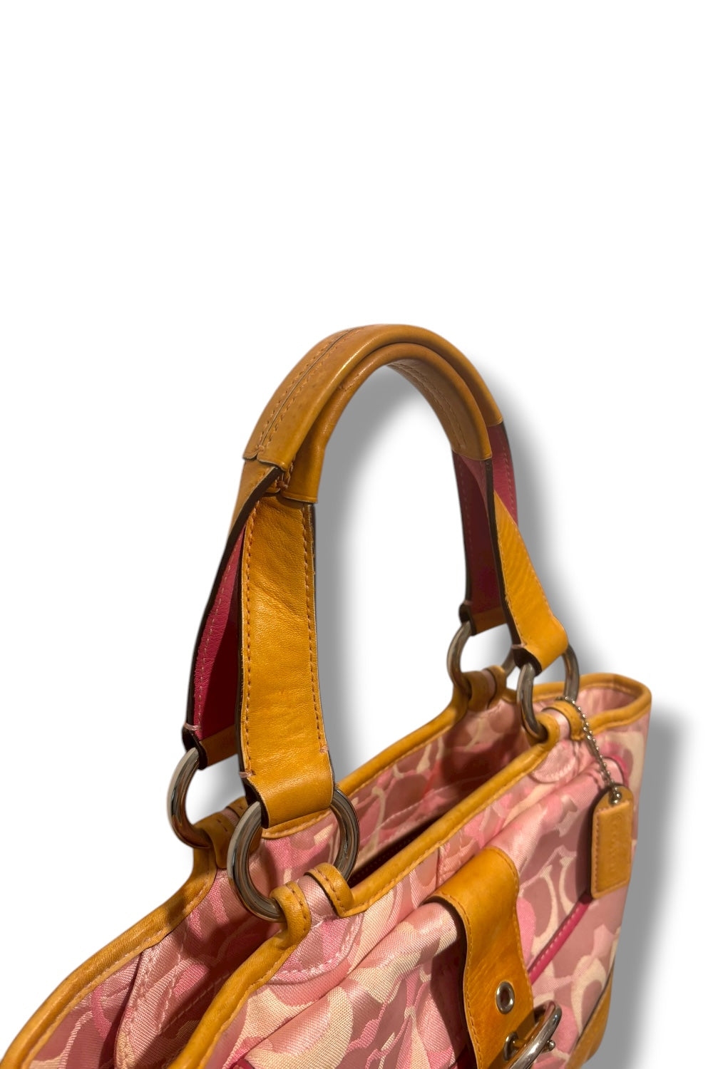 Coach Rare Vintage Brown Tan & Pink Soho Signature Tote Shoulder Bag