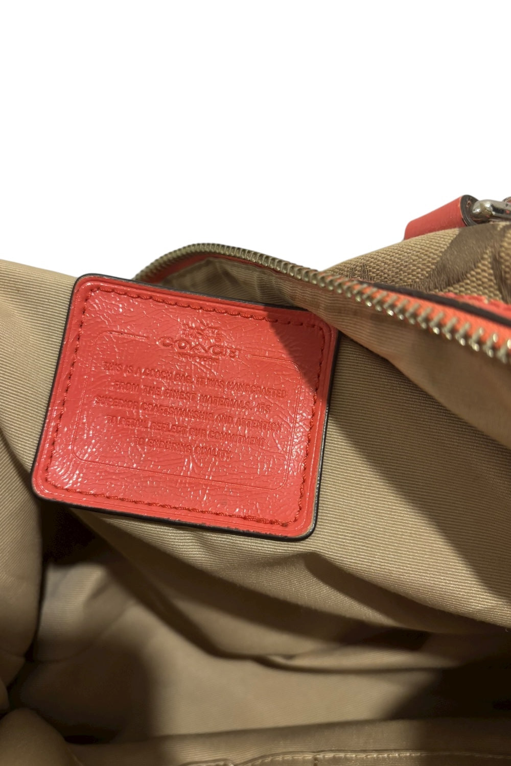 Coach Nancy Signature Stripe Brown / Orange Canvas & Leather Shoulder Bag