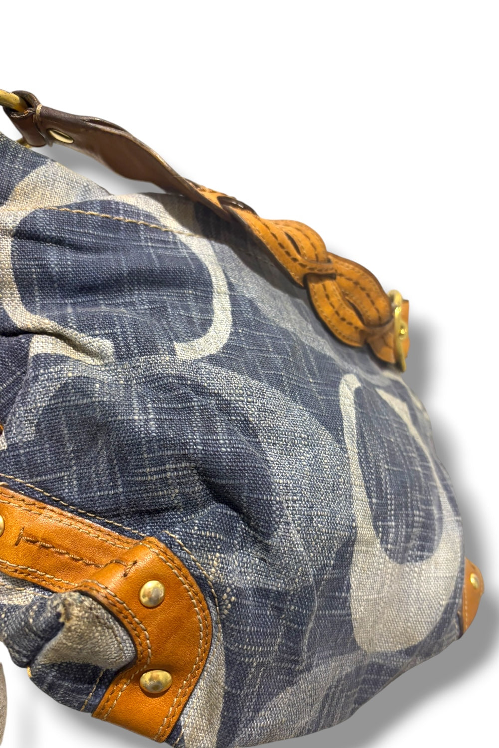 Coach Blue Denim Vintage Y2K Carly Signature Hobo / Shoulder Bag