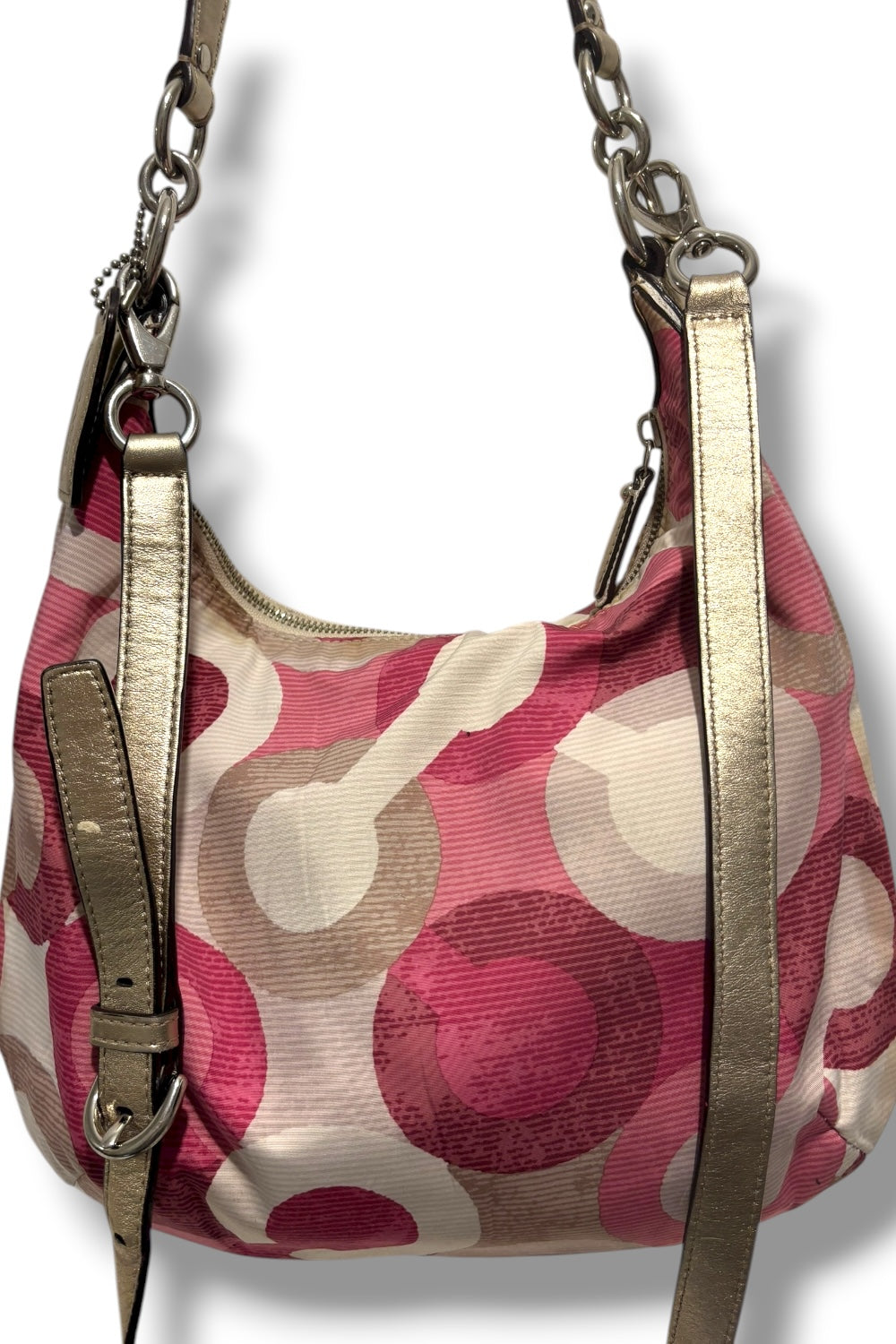 Coach Limited Edition Pink White Silver Sequin Kristen Scarlet Hobo Shoulder Bag