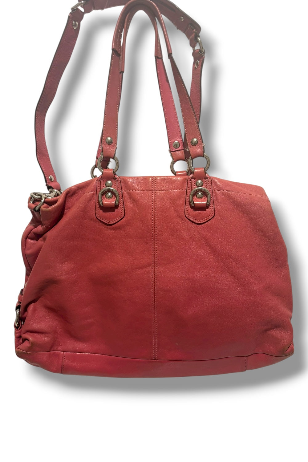 Coach Ashley Pleated Pink Soft Leather Satchel Carryall Tote Shoulder Bag
