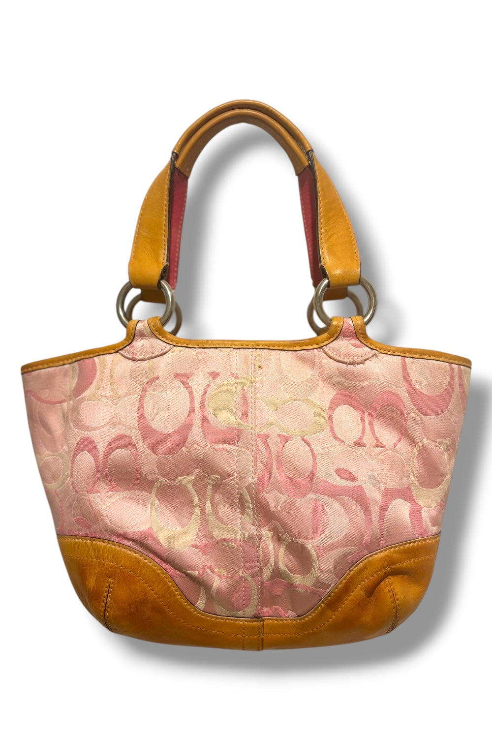Coach Rare Vintage Brown Tan & Pink Soho Signature Tote Shoulder Bag