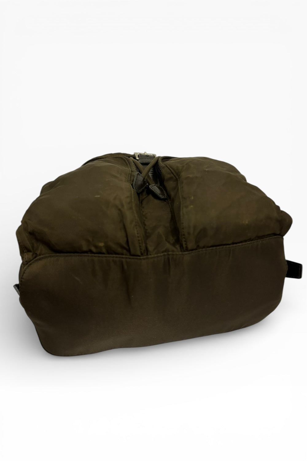 Prada Khaki Re-Nylon Medium Green & Saffiano  Leather Trim Tessuto Backpack