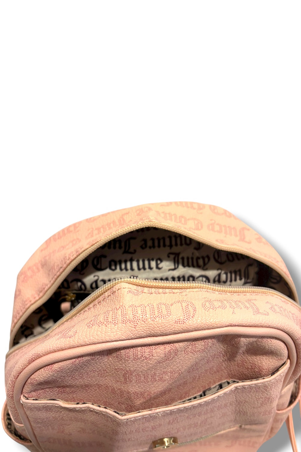 Juicy Couture Blush Pink Signature USA Gold Heart Backpack Rucksack