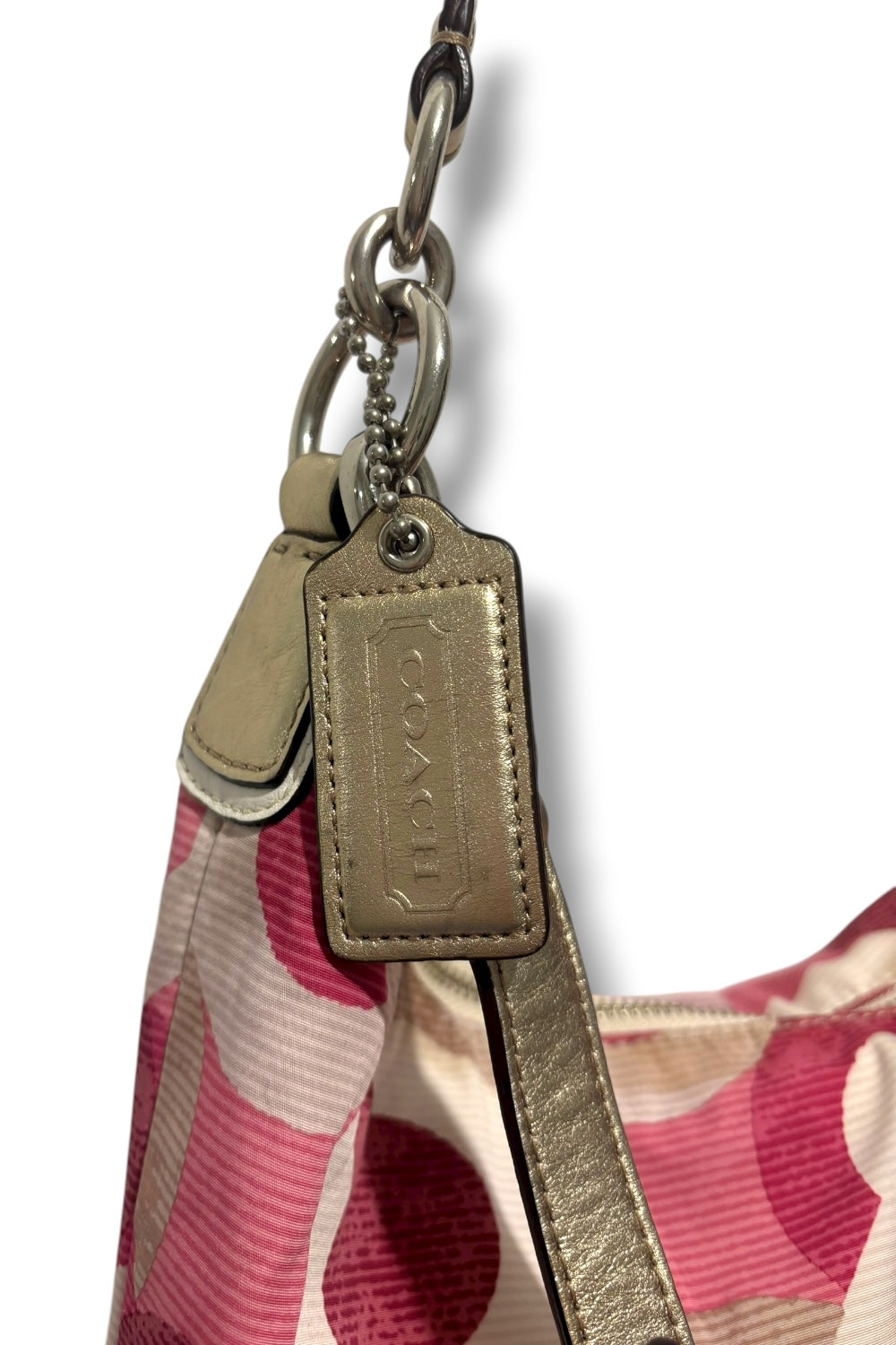 Coach Limited Edition Pink White Silver Sequin Kristen Scarlet Hobo Shoulder Bag