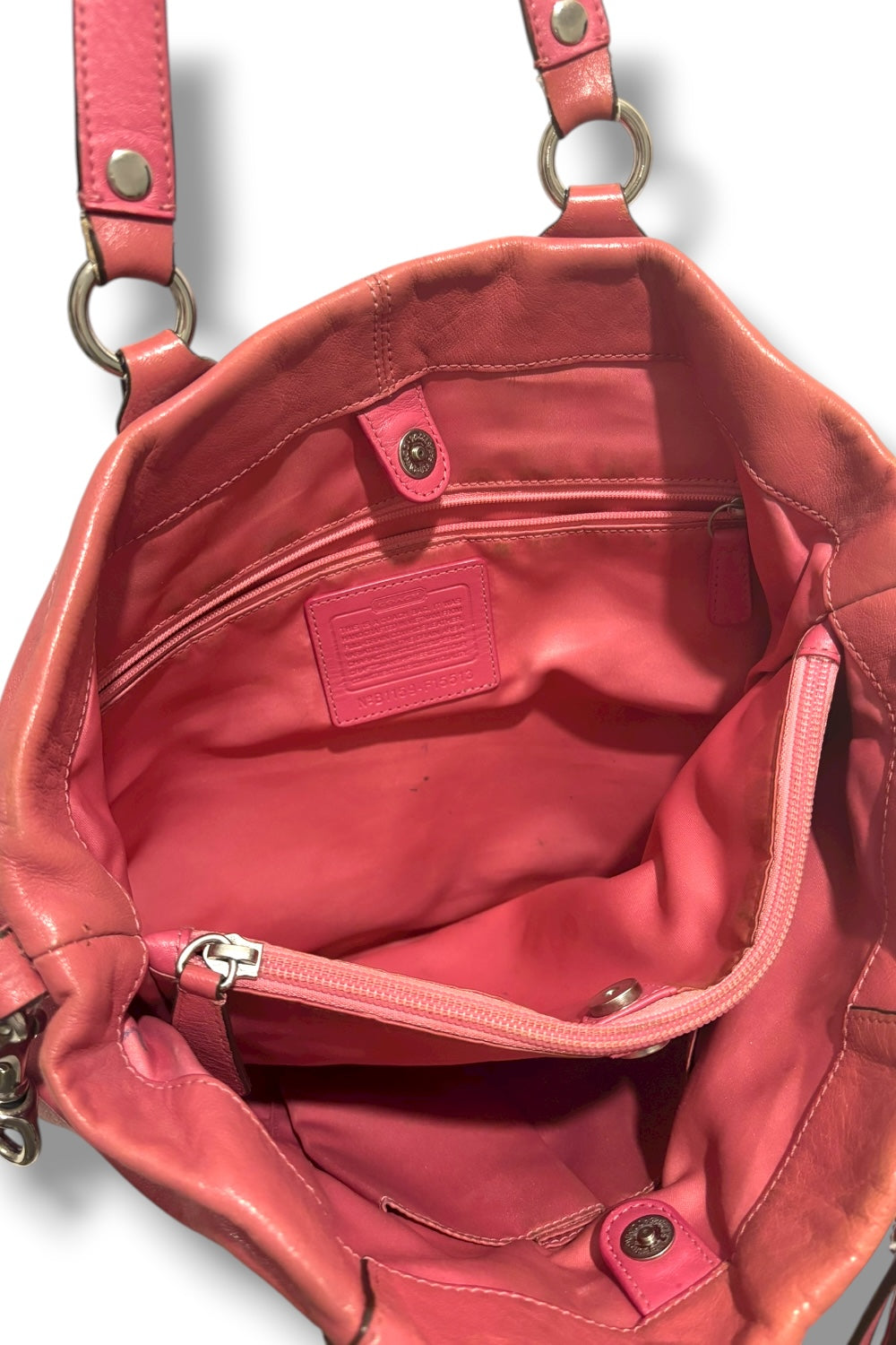 Coach Ashley Pleated Pink Soft Leather Satchel Carryall Tote Shoulder Bag