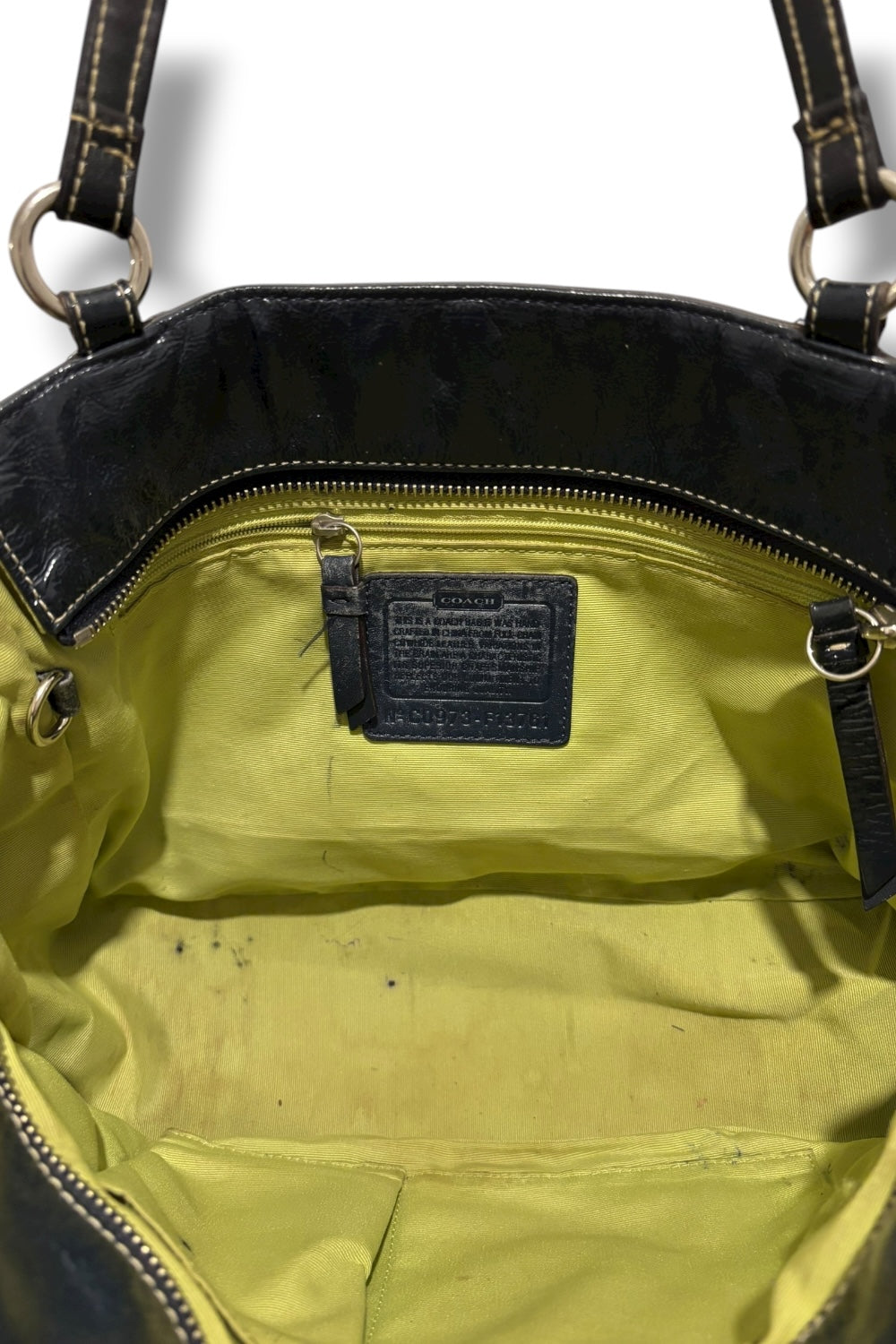 Coach Dark Navy Midnight Legacy Pleated Gallery Patent Leather Tote Shoulder Bag