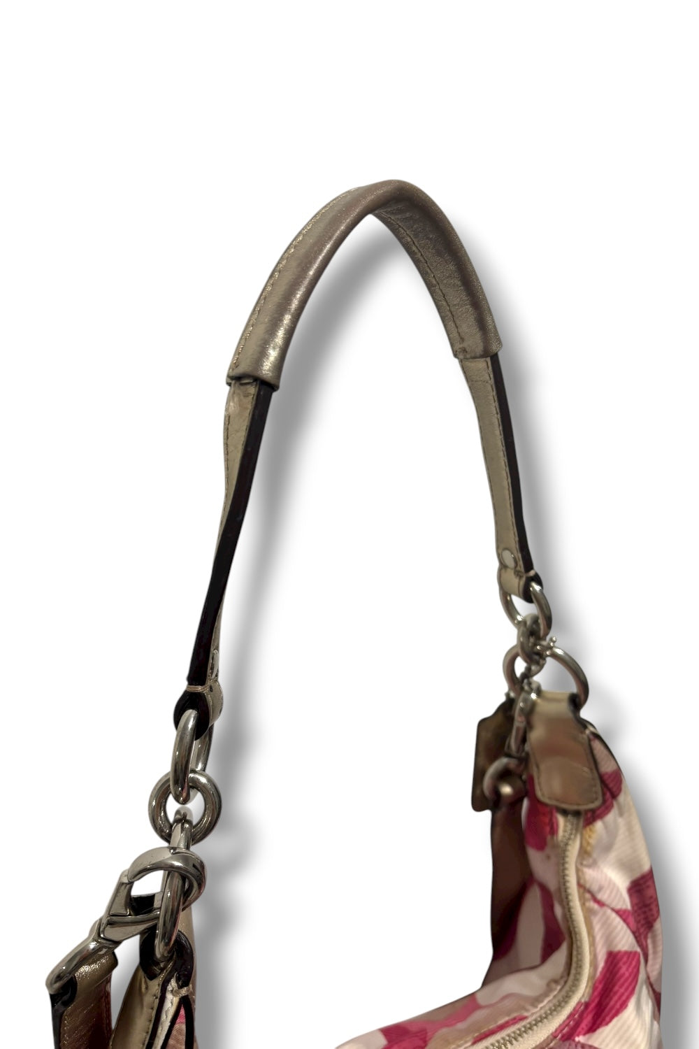 Coach Limited Edition Pink White Silver Sequin Kristen Scarlet Hobo Shoulder Bag