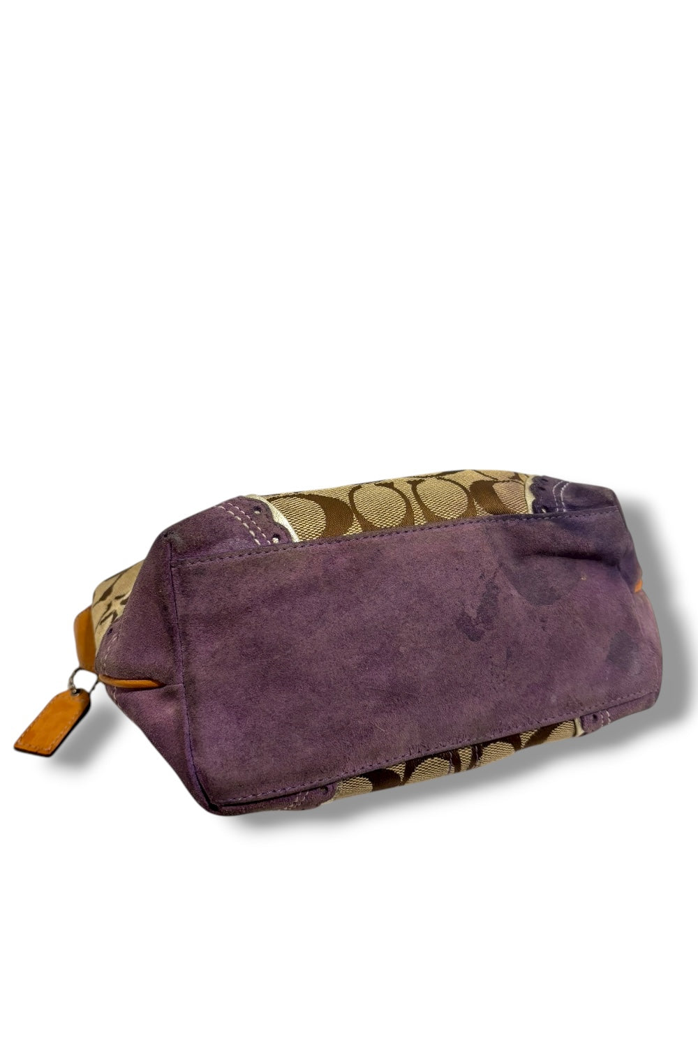 Coach Vintage Brown & Purple Suede Canvas & Leather Baguette Y2K Handbag