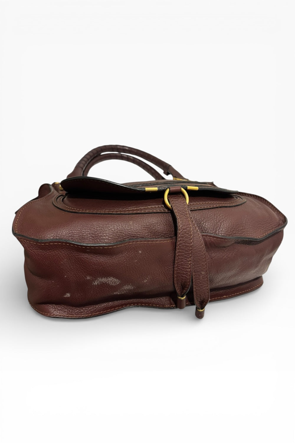 Chloe Marcie Burgundy / Purple Grained Leather  Large Satchel Shoulder Bag