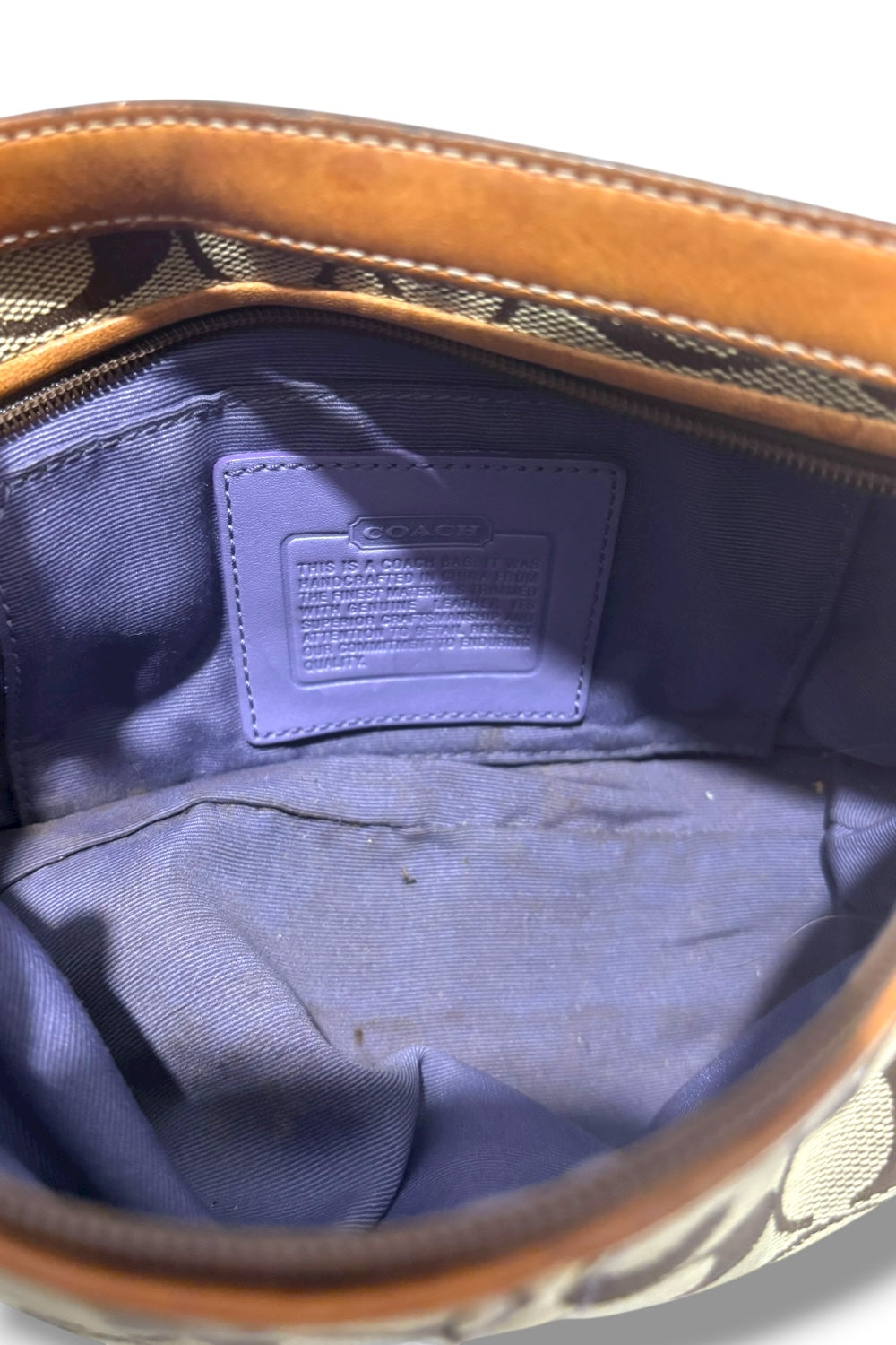 Coach Vintage Brown & Purple Suede Canvas & Leather Baguette Y2K Handbag