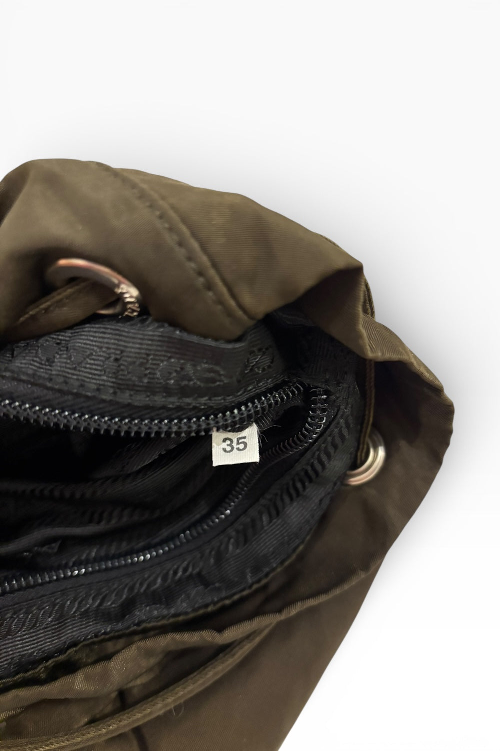 Prada Khaki Re-Nylon Medium Green & Saffiano  Leather Trim Tessuto Backpack