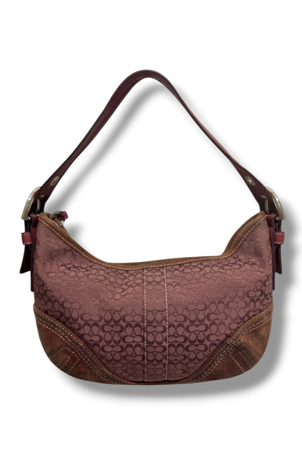 Coach Rare Burgundy / Pink & Brown Canvas & Leather Soho Hobo Shoulder Bag