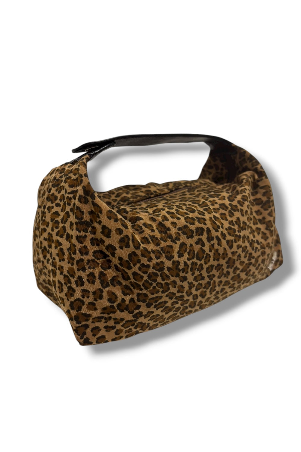 Bottega Veneta Leopard Print Vintage Brown & Black Satin Leather Top Handle Bag