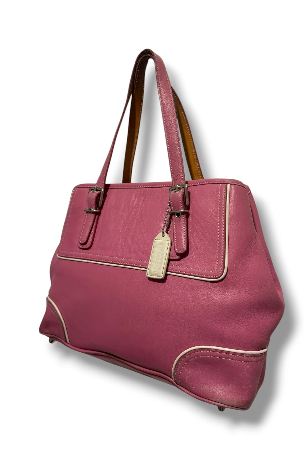 Coach Pink Hampton Leather & Silver Hardware Tote Shoulder Bag